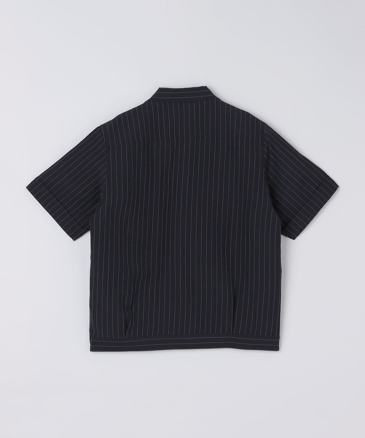 【SALE／50%OFF】SHIPS MEN BATEAUX DE SHIPS: ウール リネン ストライプ オープンカラー シャツ シップス トップス シャツ・ブラウス ネイビー【送料無料】