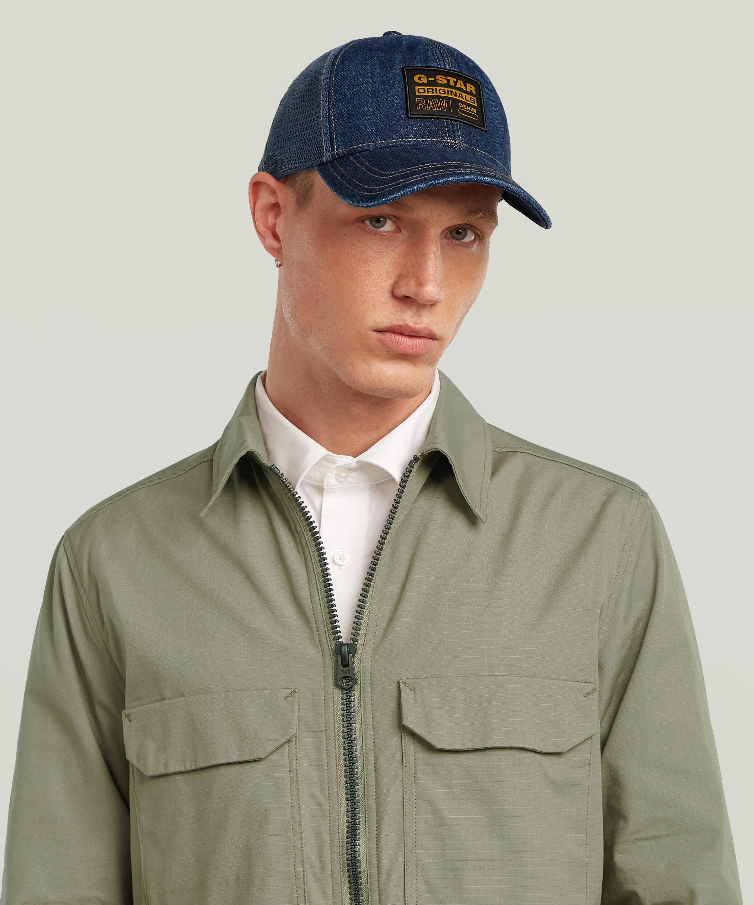 【SALE／40%OFF】G-Star RAW 【公式ショップ】DENIM EMBRO BASEBALL TRUCKER CAP/デニムベースボールロゴメッシュキャップ ジースターロゥ 帽子 キャップ ネイビー
