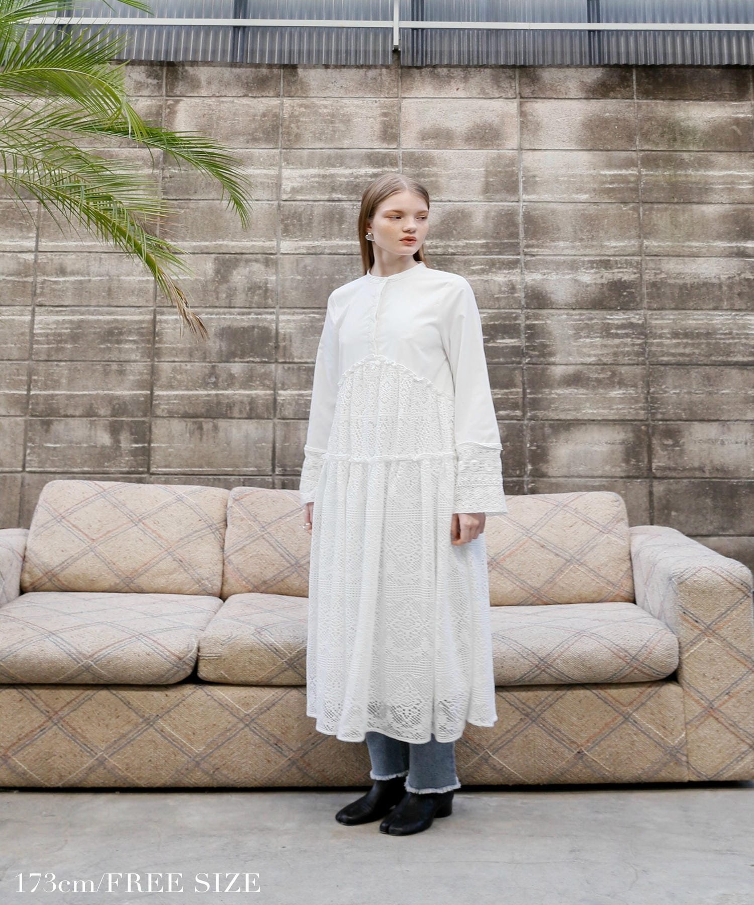 Katrin TOKYO lace band collar tiered onepiece カトリントウキョウ ワンピース・ドレス ワンピース ホワイト ブラック