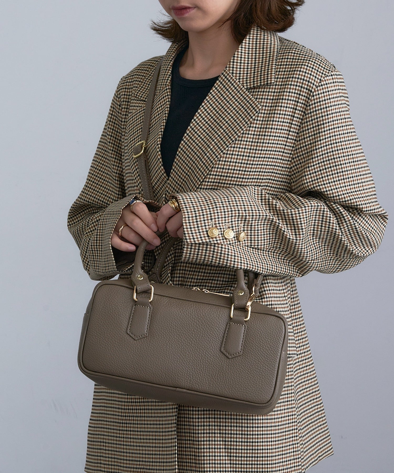 【SALE／9%OFF】AULENTTI AULENTTI/2wayレザーボストンショルダーバッグ LB-85929-DO セットアップセブン バッグ ショルダーバッグ ブラック ブラウン【送料無料】