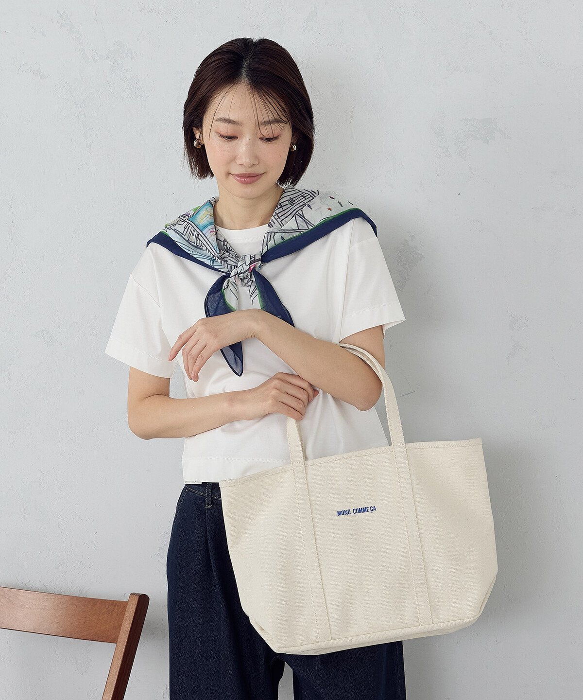MONO COMME CA キャンバス トートバック コムサイズム バッグ トートバッグ ベージュ【送料無料】