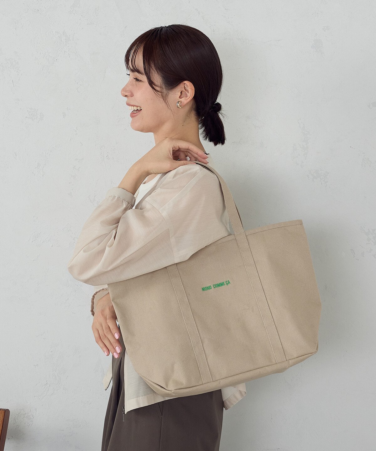 MONO COMME CA キャンバス トートバック コムサイズム バッグ トートバッグ ベージュ【送料無料】