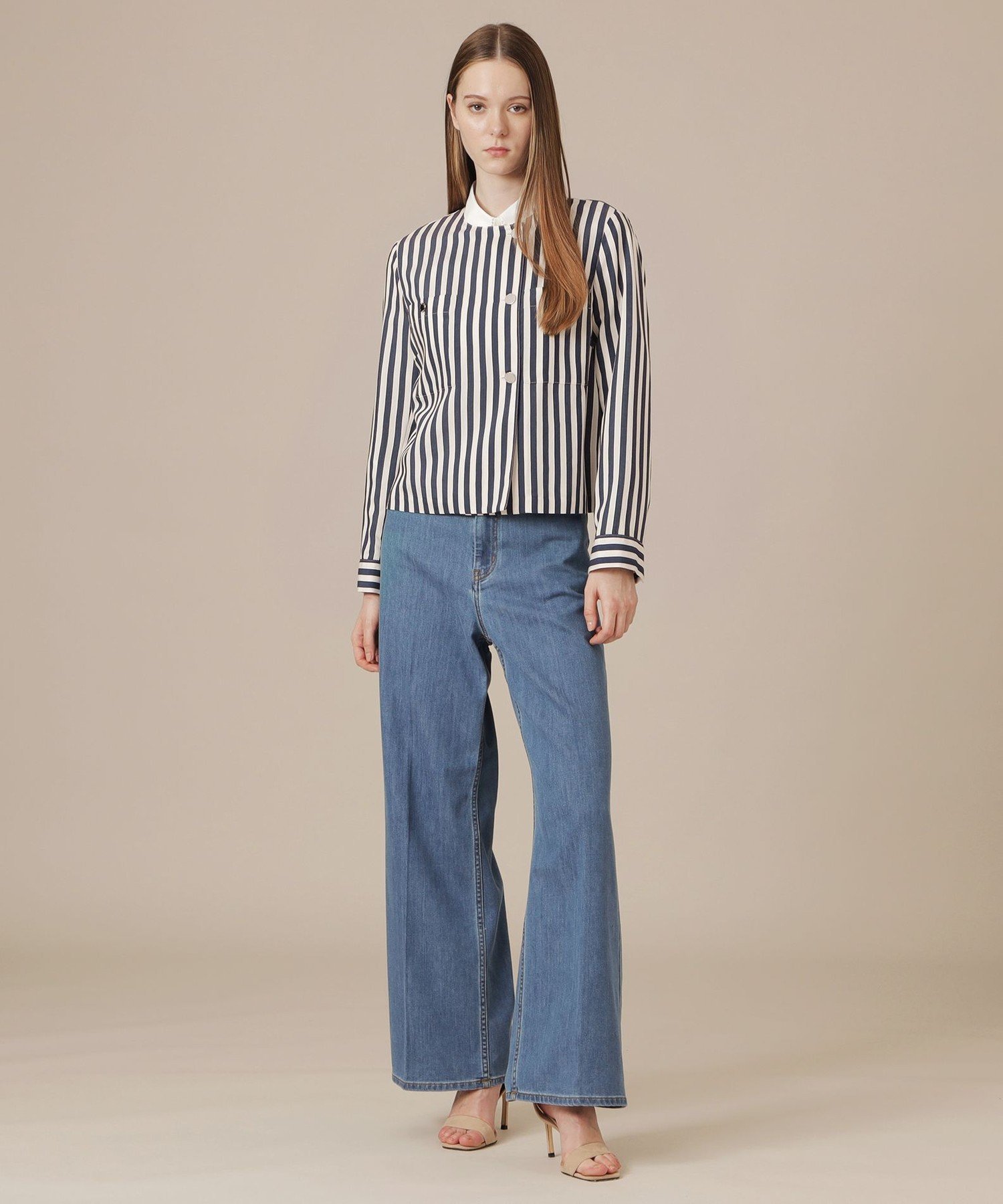 MACKINTOSH LONDON ドビーストライプジャケット マッキントッシュ ロンドン ジャケット・アウター ノーカラージャケット ネイビー【送料無料】