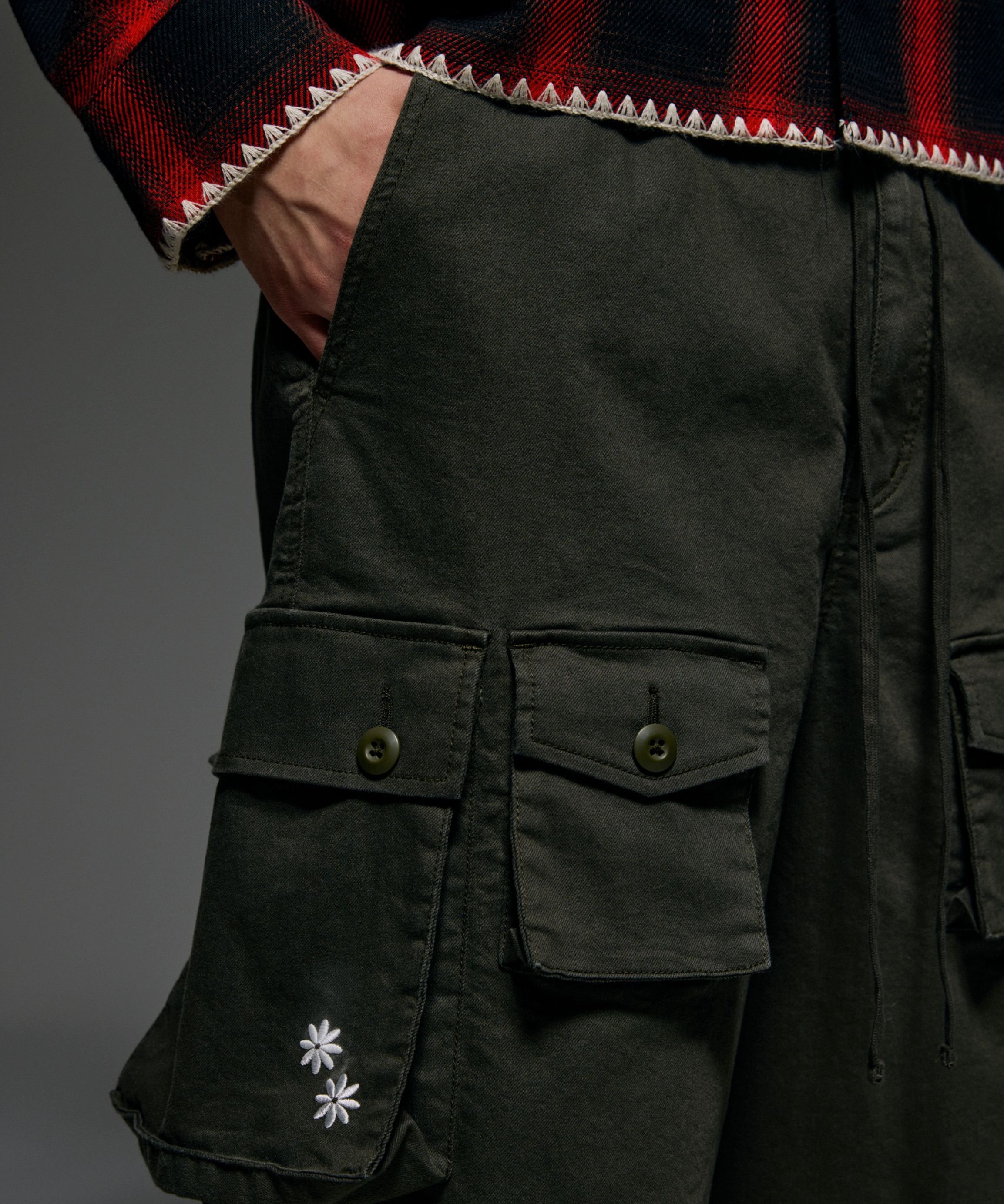 B omnivore/ビーオムニボー HAND STITCH CARGO SHORTS ビーバー パンツ その他のパンツ ブラック グリーン