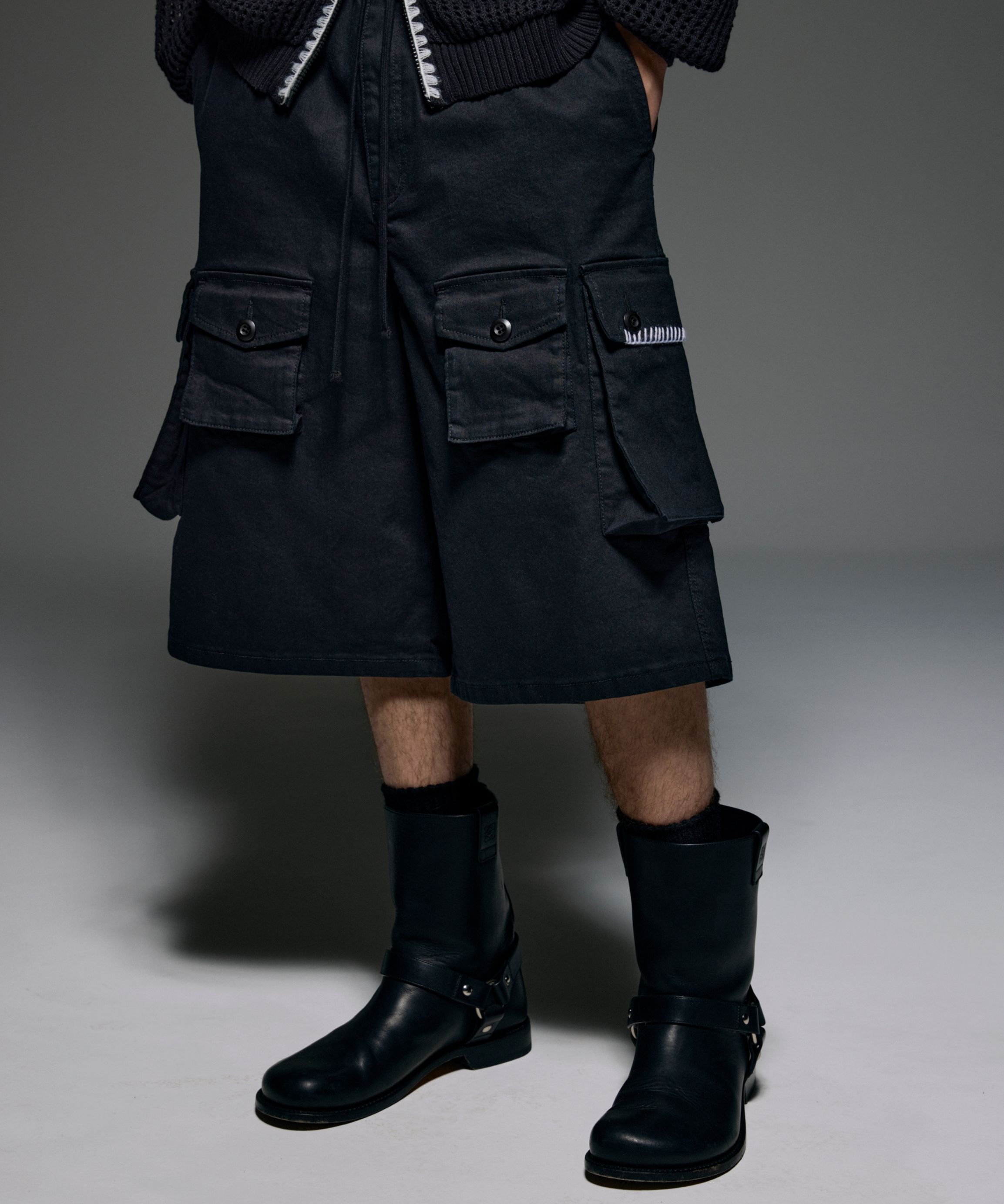 B omnivore/ビーオムニボー HAND STITCH CARGO SHORTS ビーバー パンツ その他のパンツ ブラック グリーン