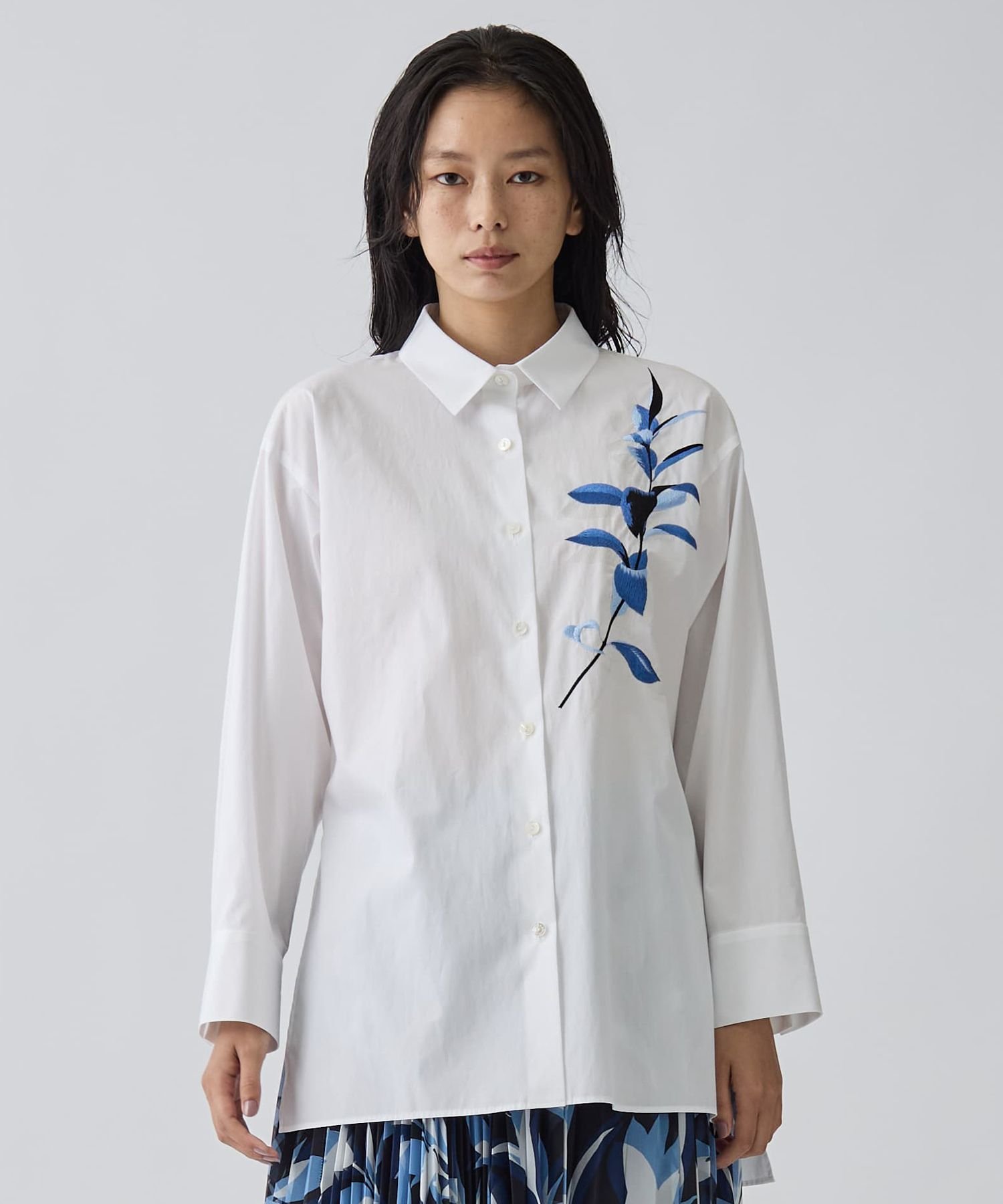 LANVIN COLLECTION 綿ブロードリーフ柄ブラウス ランバン コレクション トップス シャツ・ブラウス ホワイト【送料無料】