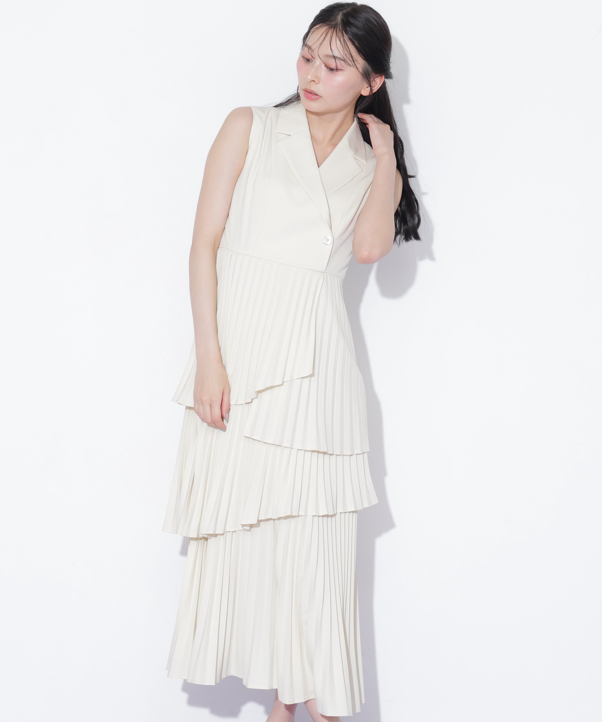 JILL by JILL STUART ランダムプリーツジレワンピース ジル バイ ジル スチュアート ワンピース・ドレス ワンピース グレー ベージュ