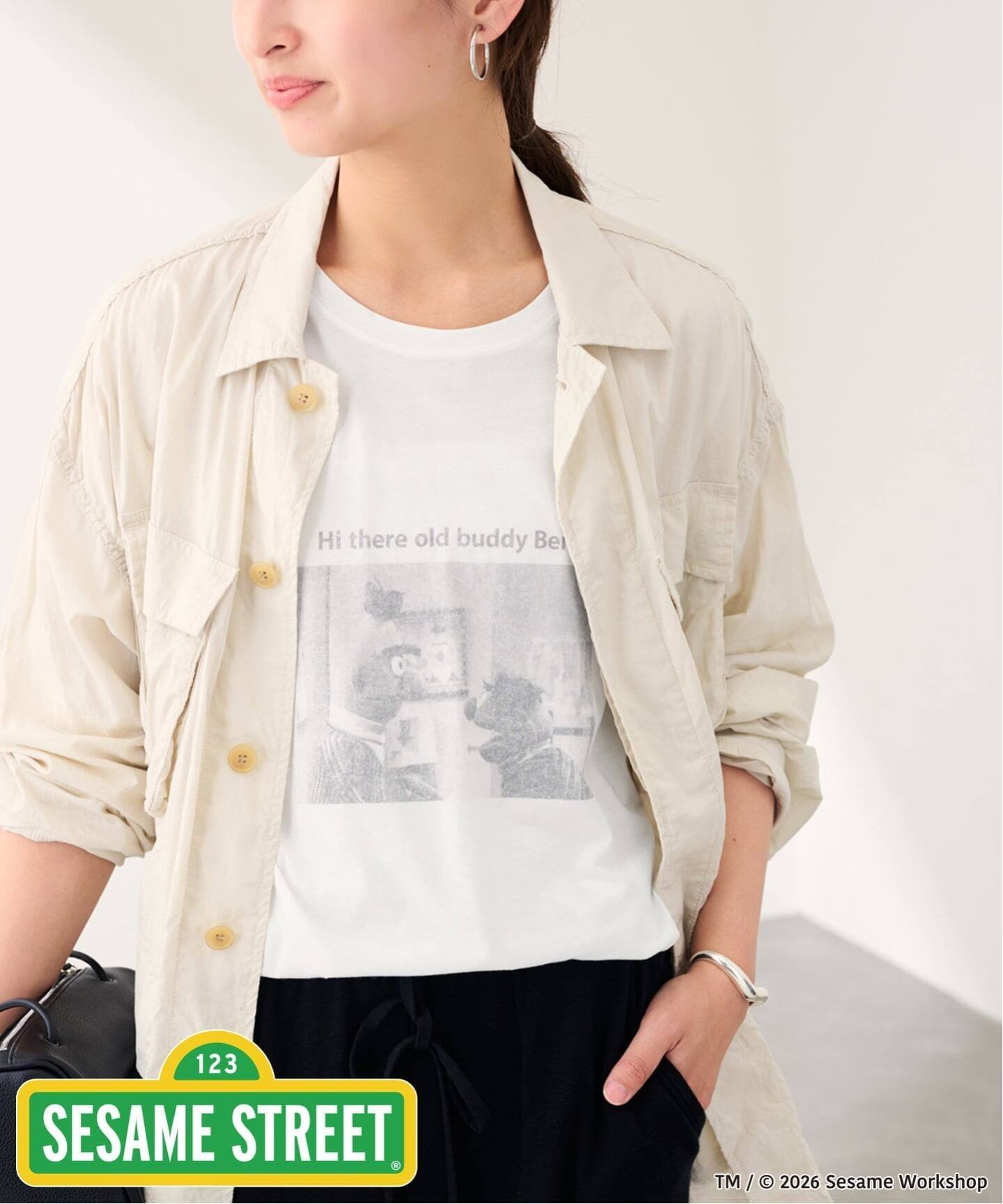 乐天商城 - FRAMeWORK ST.JOHNS 3RD CLUB/セントジョンズサードクラブ セサミストリート ロンT フレームワーク トップス カットソー・Tシャツ ホワイト【送料無料】