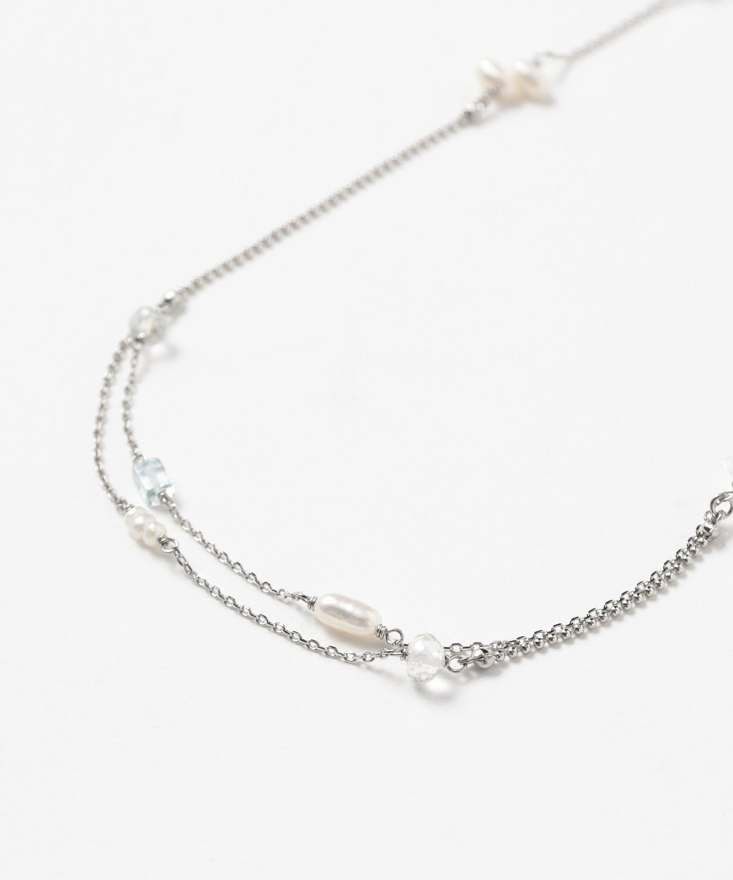 Ray BEAMS 淡水&ストーン 2連 ネックレス ビームス ウイメン アクセサリー・腕時計 ネックレス シルバー【送料無料】