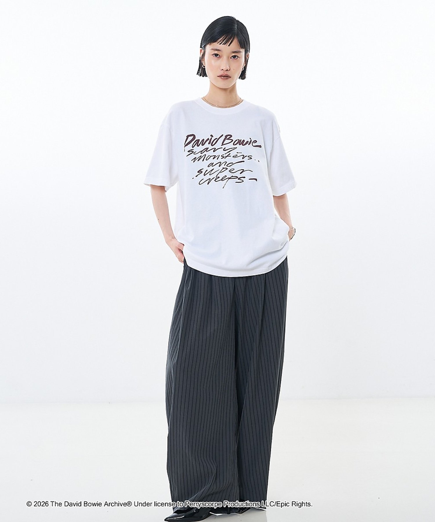 NOMINE 【GOOD ROCK SPEED】DAVID BOWIE SOUND AND V ノミネ トップス カットソー・Tシャツ グレー ホワイト【送料無料】