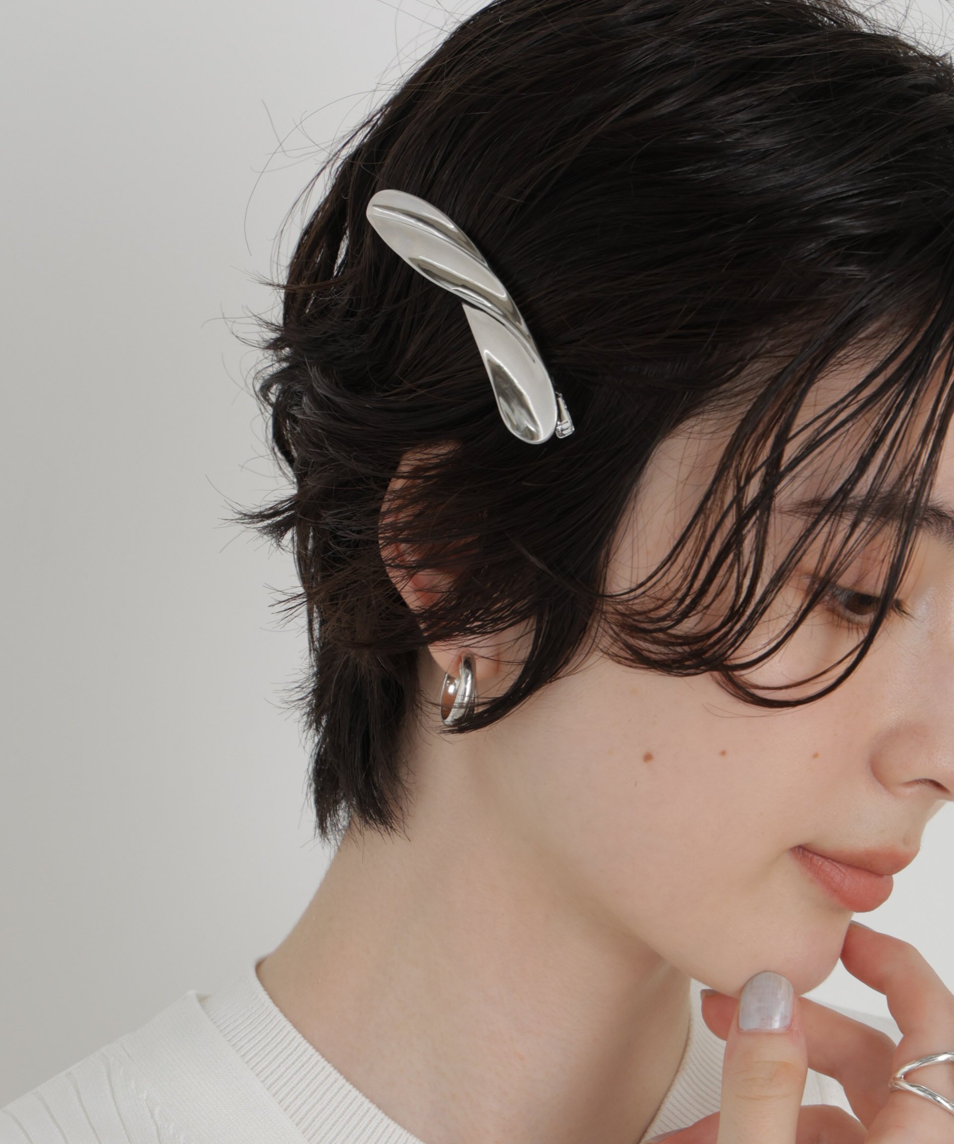 NANO universe JAMIRAY/TWISTED SHELL HAIRCLIP ナノユニバース ヘアアクセサリー その他のヘアアクセサリー シルバー【送料無料】