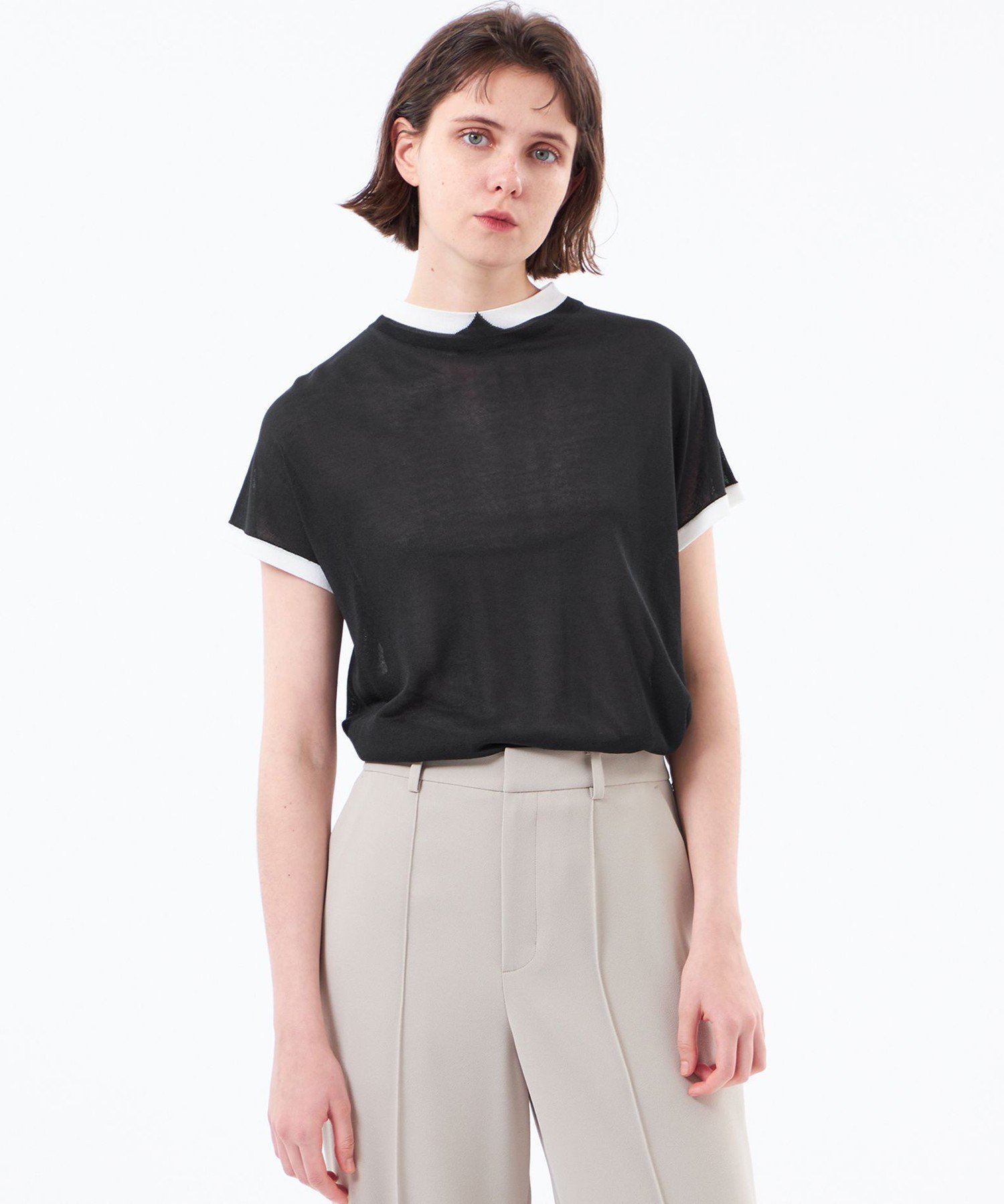 【Cleric Collar Knit(クレリックカラーニット)】シアードルマン マッキントッシュ フィロソフィー トップス ニット ブラック イエロー ベージュ