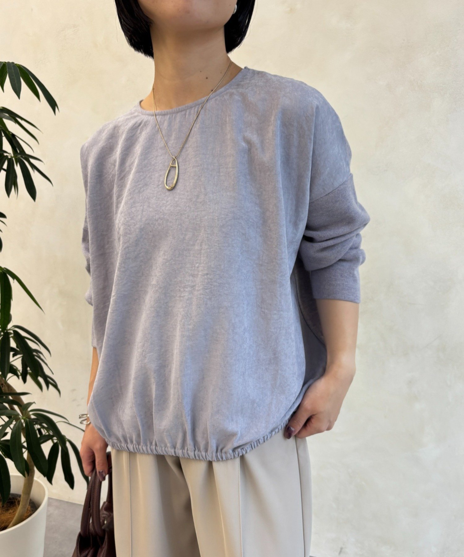 【SALE／10%OFF】Jena espace merveilleux ピーチスキン切替ニット ジェナエスパスメルヴェイユ トップス ニット パープル ベージュ【送料無料】