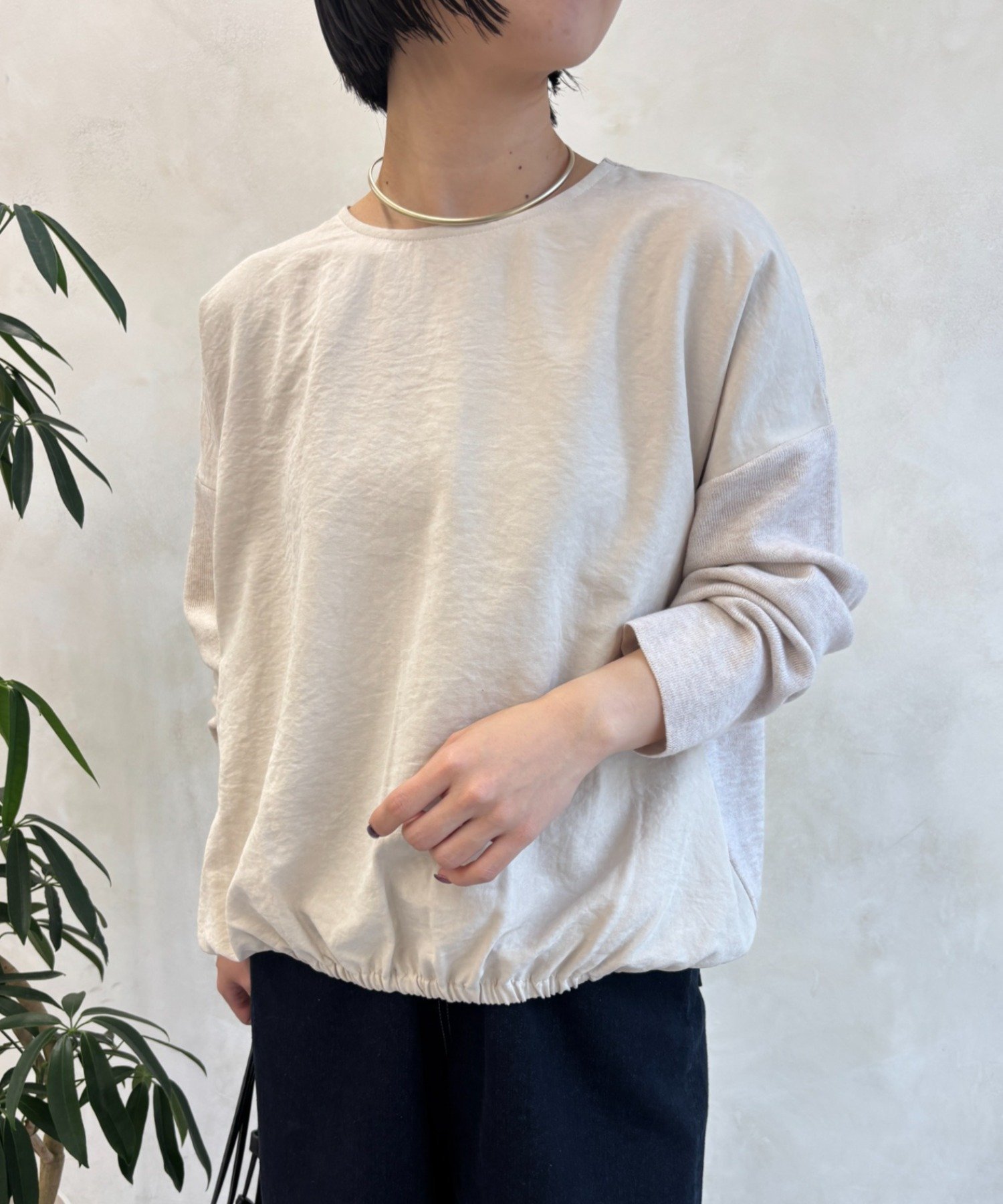 Jena espace merveilleux ピーチスキン切替ニット ジェナエスパスメルヴェイユ トップス ニット パープル ベージュ