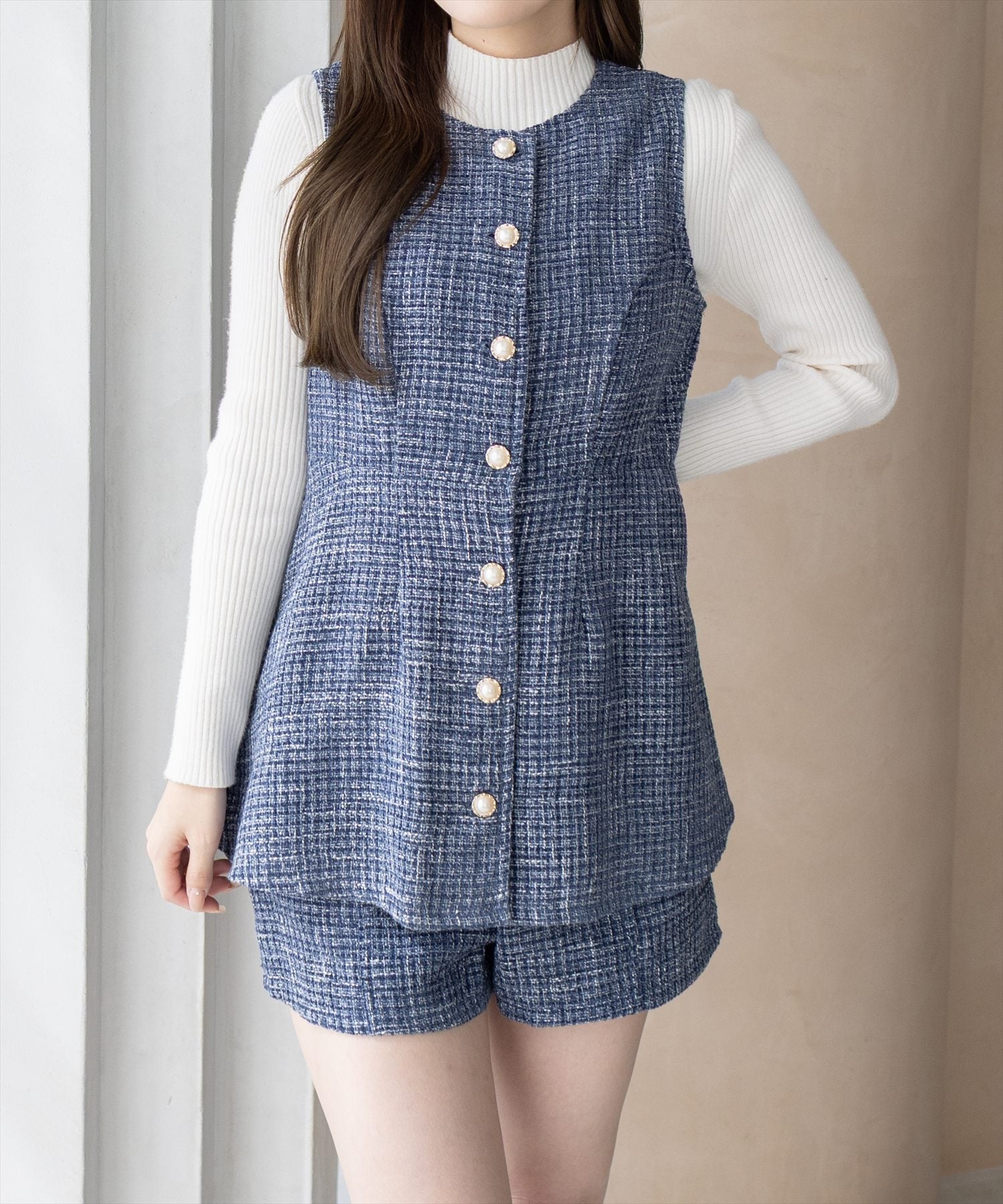 【SALE／20%OFF】clear フロントボタンツイードチュニック&ショートパンツセット クリア オールインワン・オーバーオール その他のオールインワン・オーバーオール ブラウン ピンク ブラック ホワイト【送料無料】