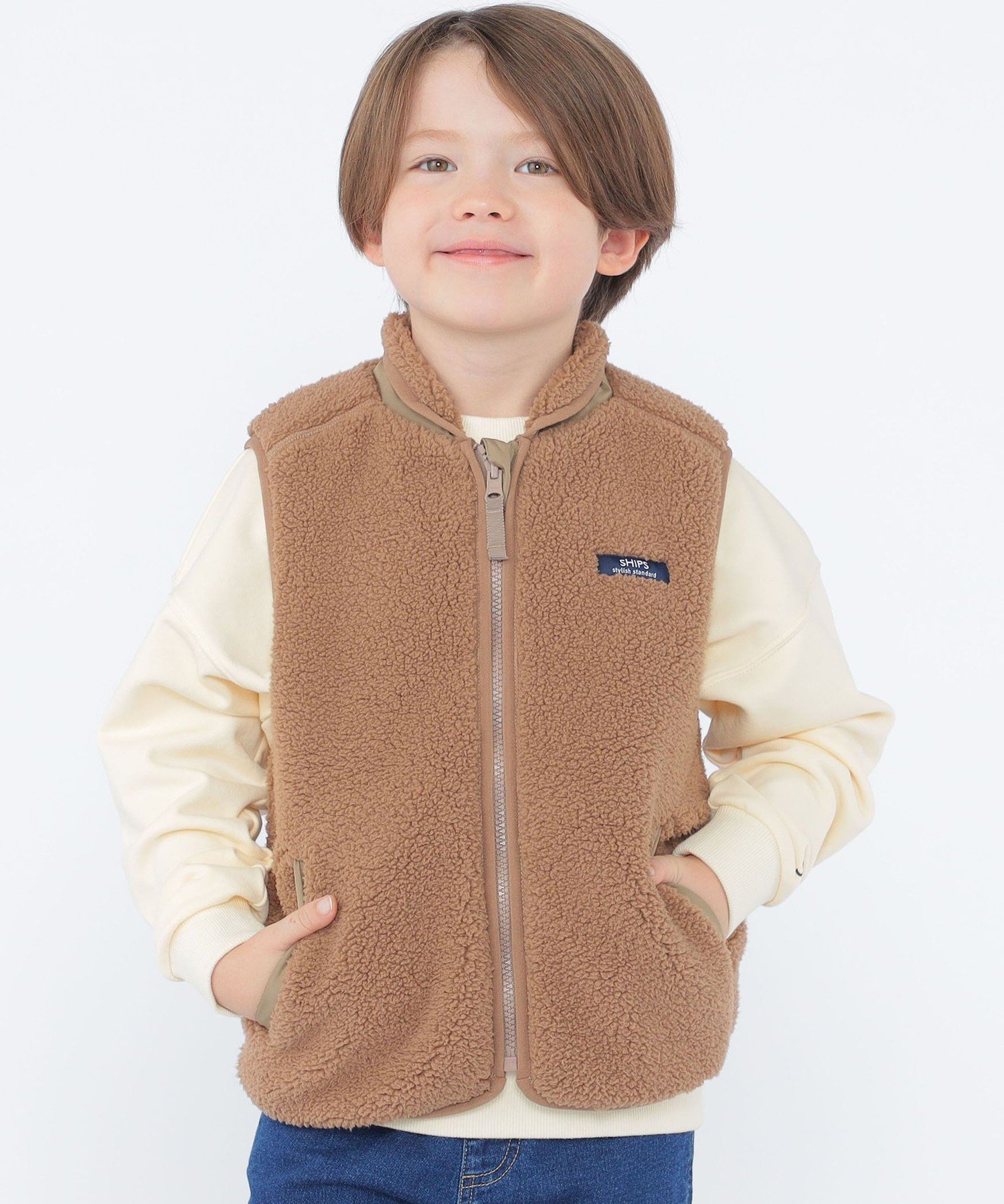 SHIPS KIDS SHIPS KIDS:100~130cm/＜洗濯機可能＞ボア リバーシブル ベスト シップス ジャケット・アウ..