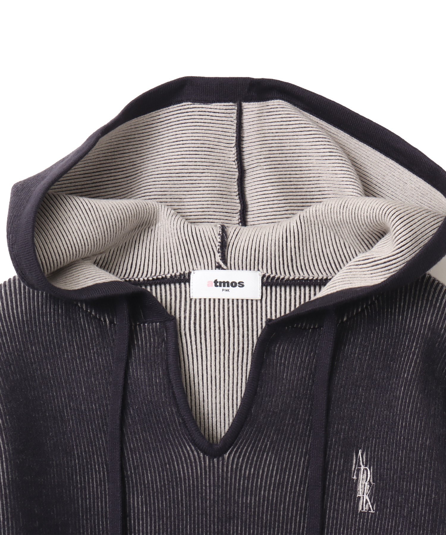 atmos pink atmos pink Plating Knit Hoodie CHARCOAL アトモス トップス ニット グレー