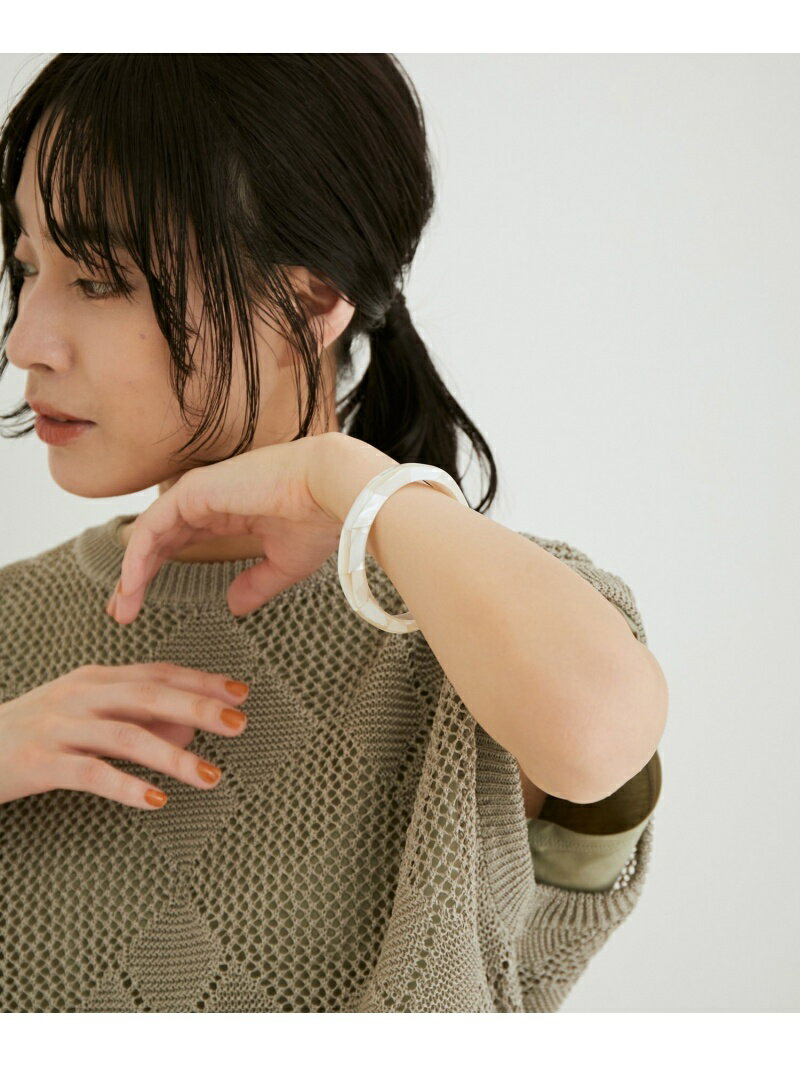 SALON adam et rope' モザイクシェルバングル サロン アダム エ ロペ アクセサリー・腕時計 ブレスレット・バングル ホワイト ブラウン