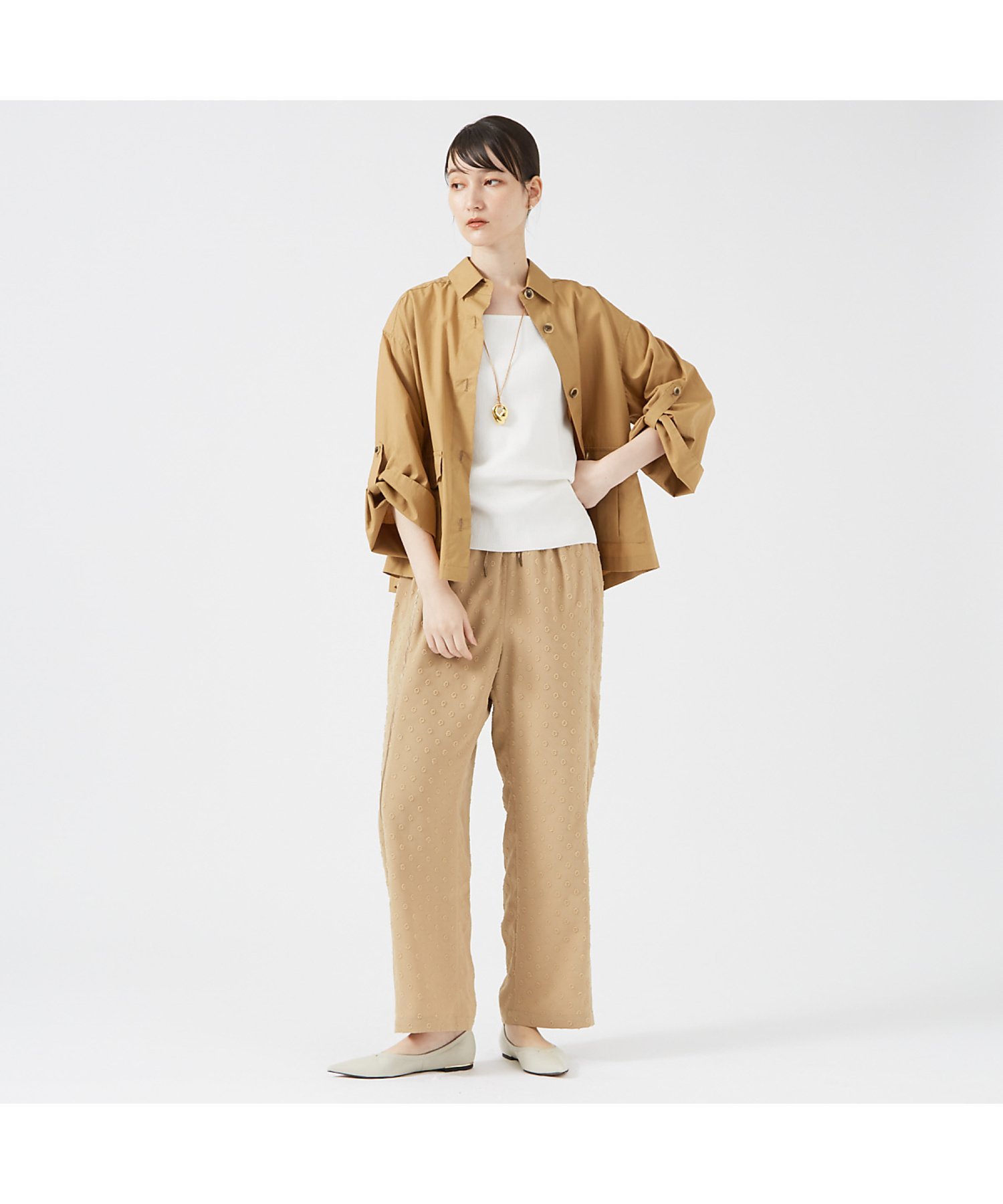 qualite ドビードットイージーパンツ カリテ パンツ その他のパンツ ブラック ベージュ