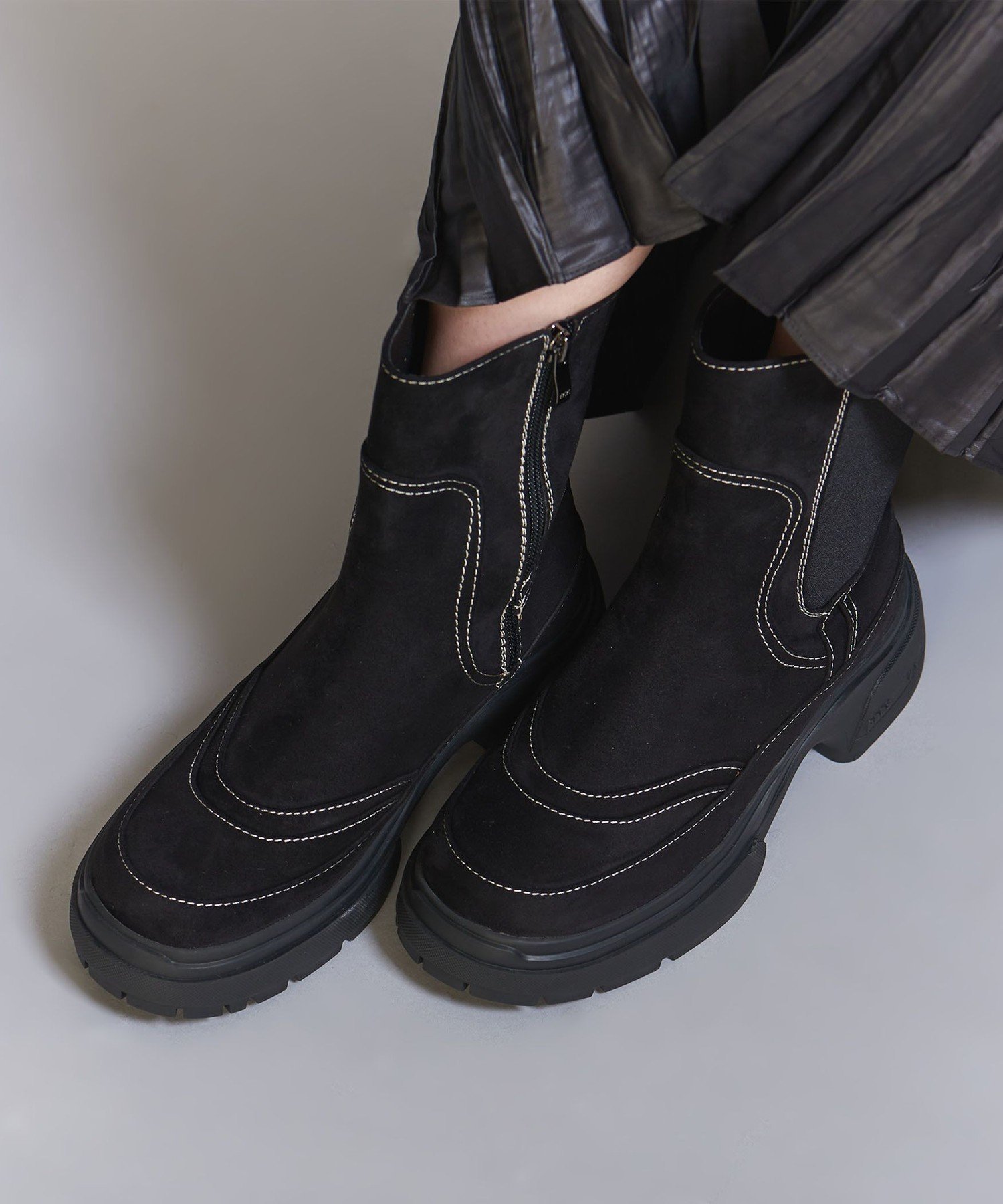 【SALE／40%OFF】BEAUTY&YOUTH UNITED ARROWS ＜PAES＞ステッチ サイドゴア ショートブーツ ビューティー＆ユース　ユナイテッドアローズ シューズ・靴 ブーツ ブラック【送料無料】