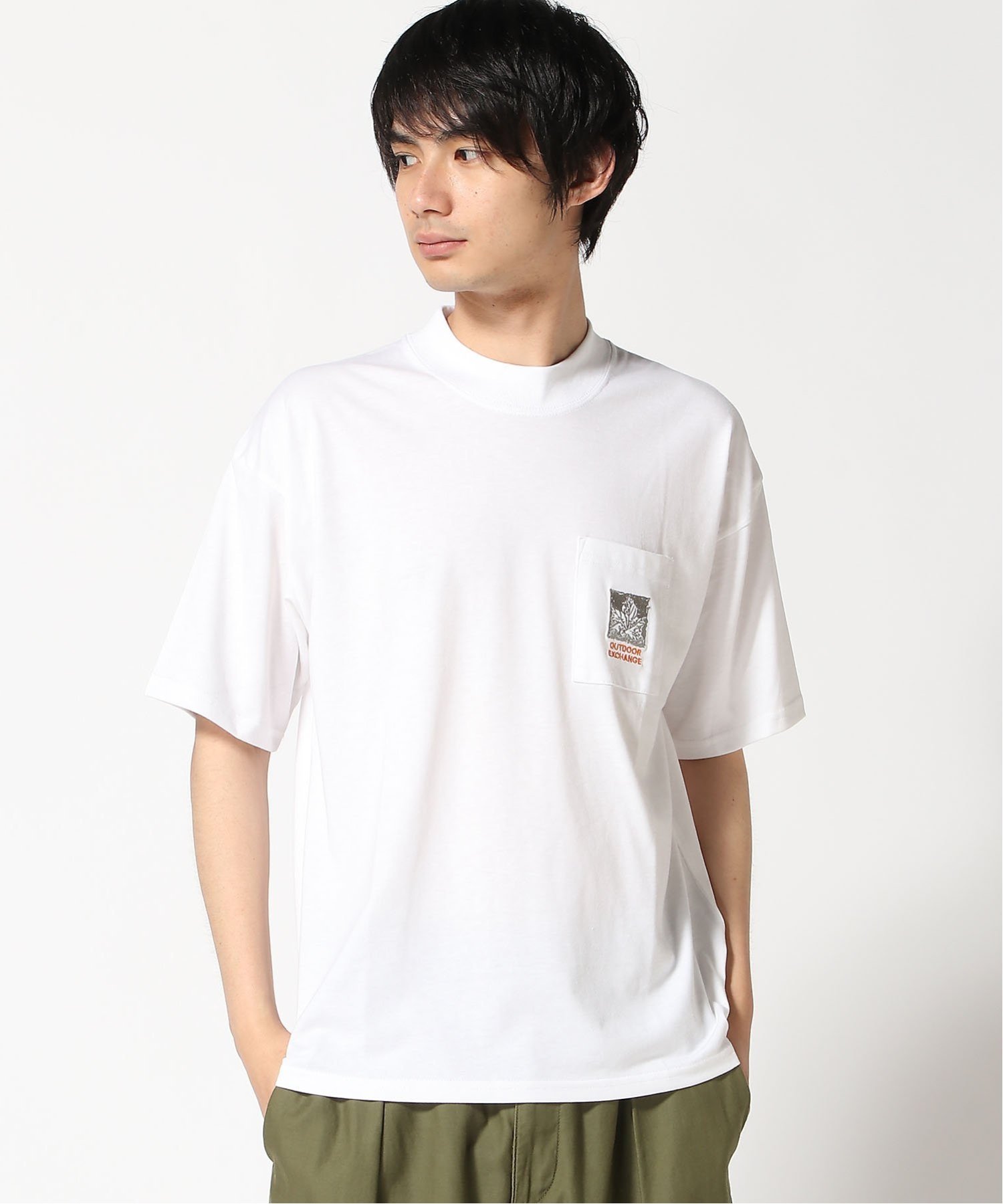 UNIIT UNIIT/(M)OUTDOOR EXCHANGE ZS モックネック刺繍T ジーンズメイト トップス カットソー・Tシャツ ホワイト【送料無料】