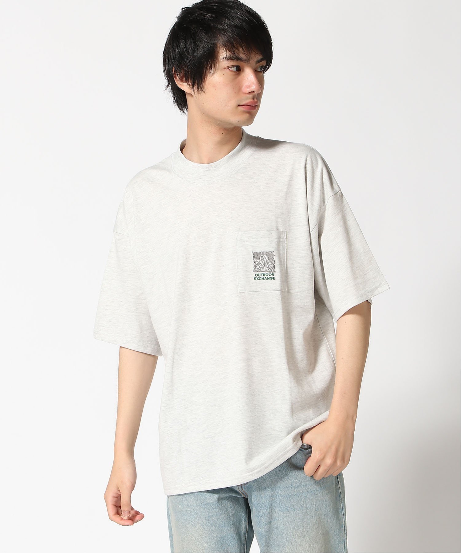 UNIIT UNIIT/(M)OUTDOOR EXCHANGE ZS モックネック刺繍T ジーンズメイト トップス カットソー・Tシャツ ホワイト【送料無料】