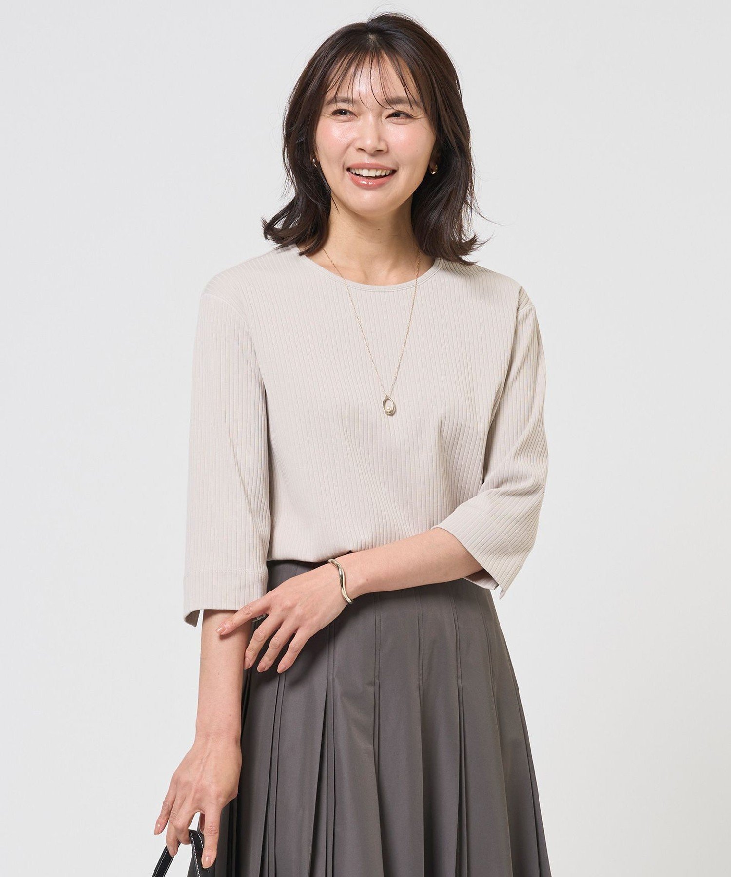 J.PRESS 針抜きフライス クルーネック カットソー ジェイプレス トップス カットソー・Tシャツ ホワイト ブラック グレー