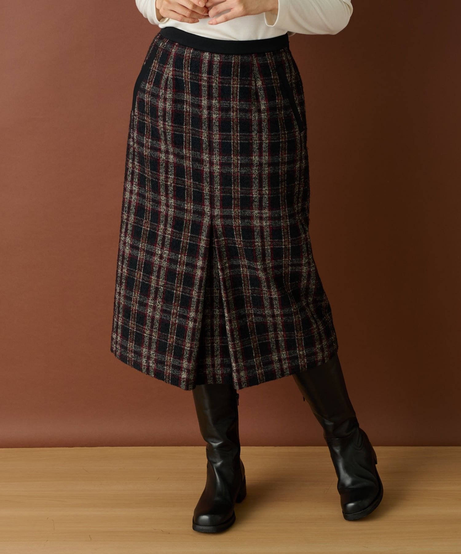 【SALE／51%OFF】Leilian ボックスプリーツスカート レリアン スカート その他のスカート ワインレッド【送料無料】