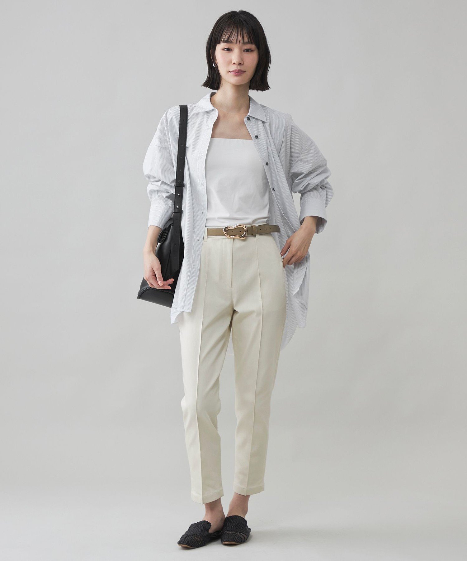 【CAST COLON】【接触冷感・防透け】デニムスラックス キャスト コロン パンツ その他のパンツ ネイビー ホワイト
