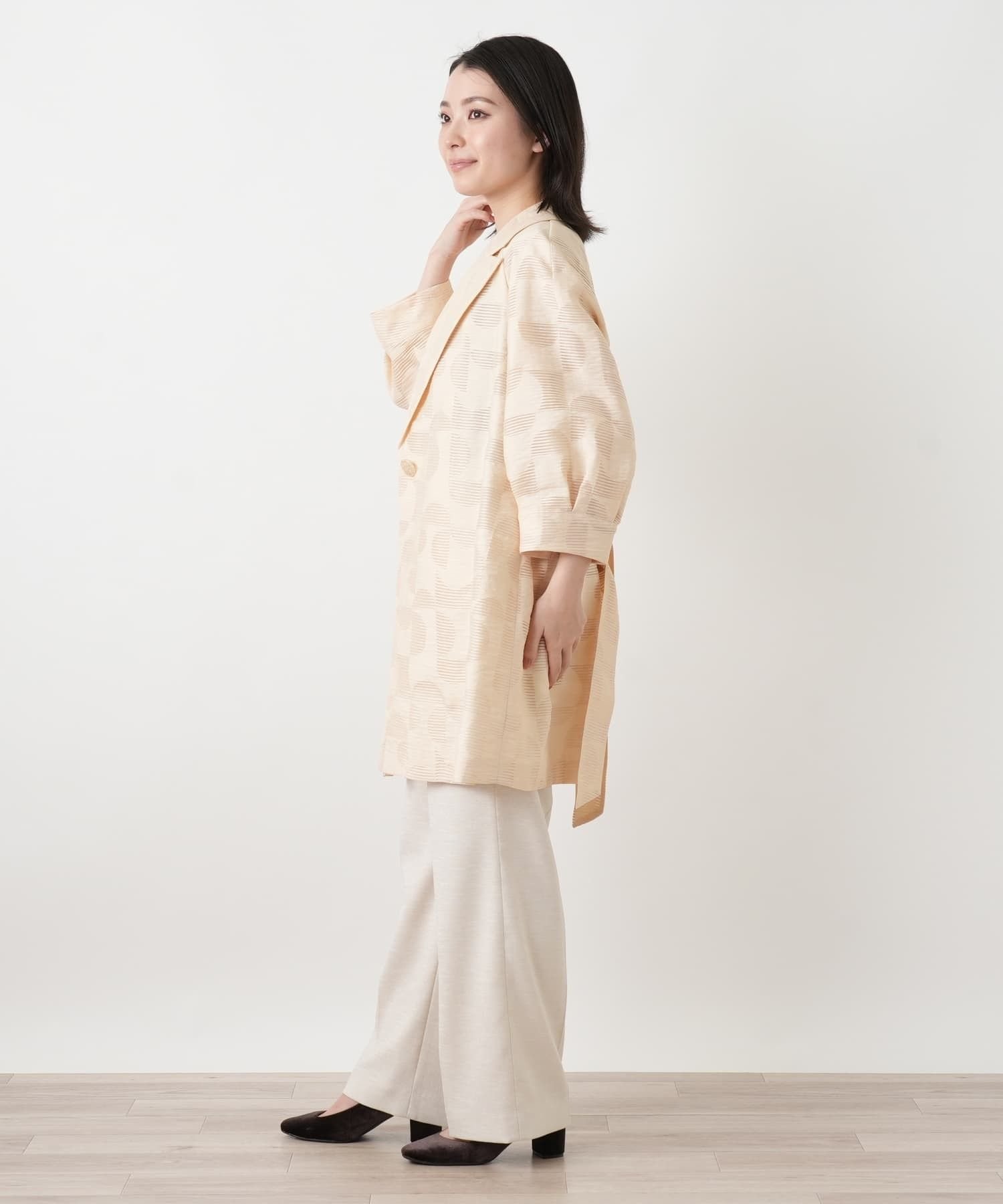 Leilian テーラードコート【ROCHAS Premiere】 レリアン ジャケット・アウター ステンカラーコート ベージュ