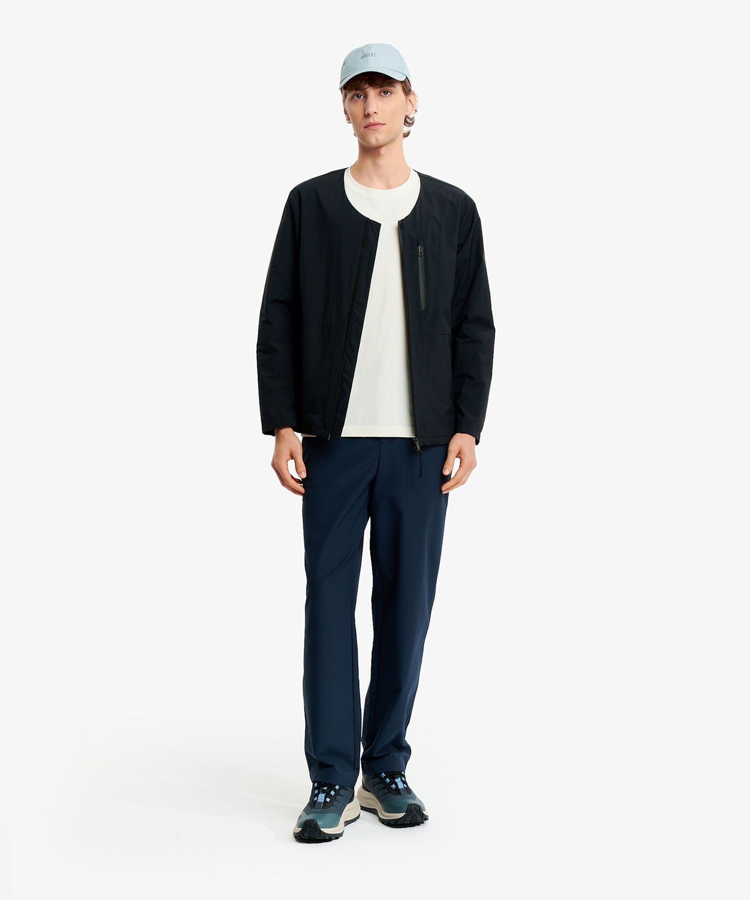 AIGLE 撥水 ノーカラージャケット エーグル ジャケット・アウター ノーカラージャケット ブラック ベージュ【送料無料】