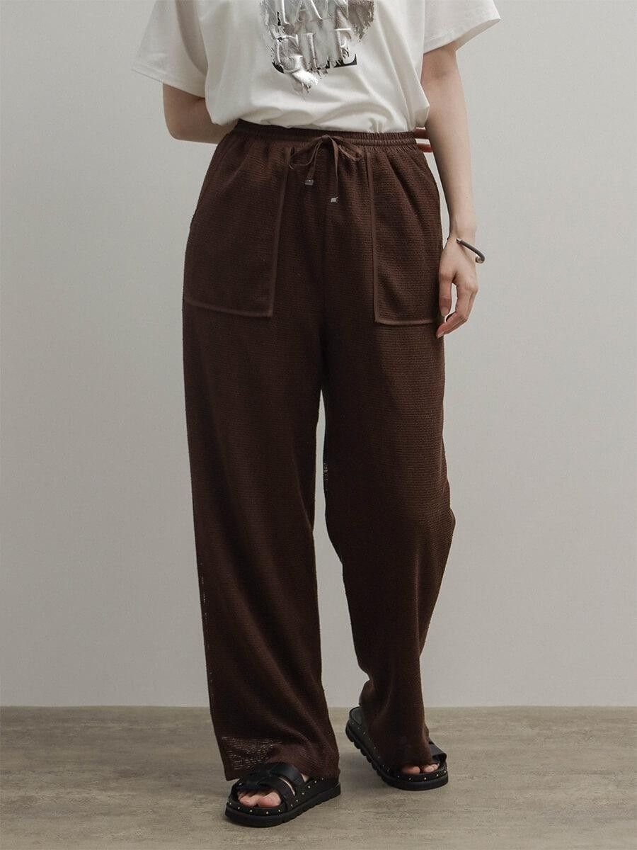 RADIATE メッシュ編みイージーワイドパンツ ラシュッド パンツ その他のパンツ ブラック