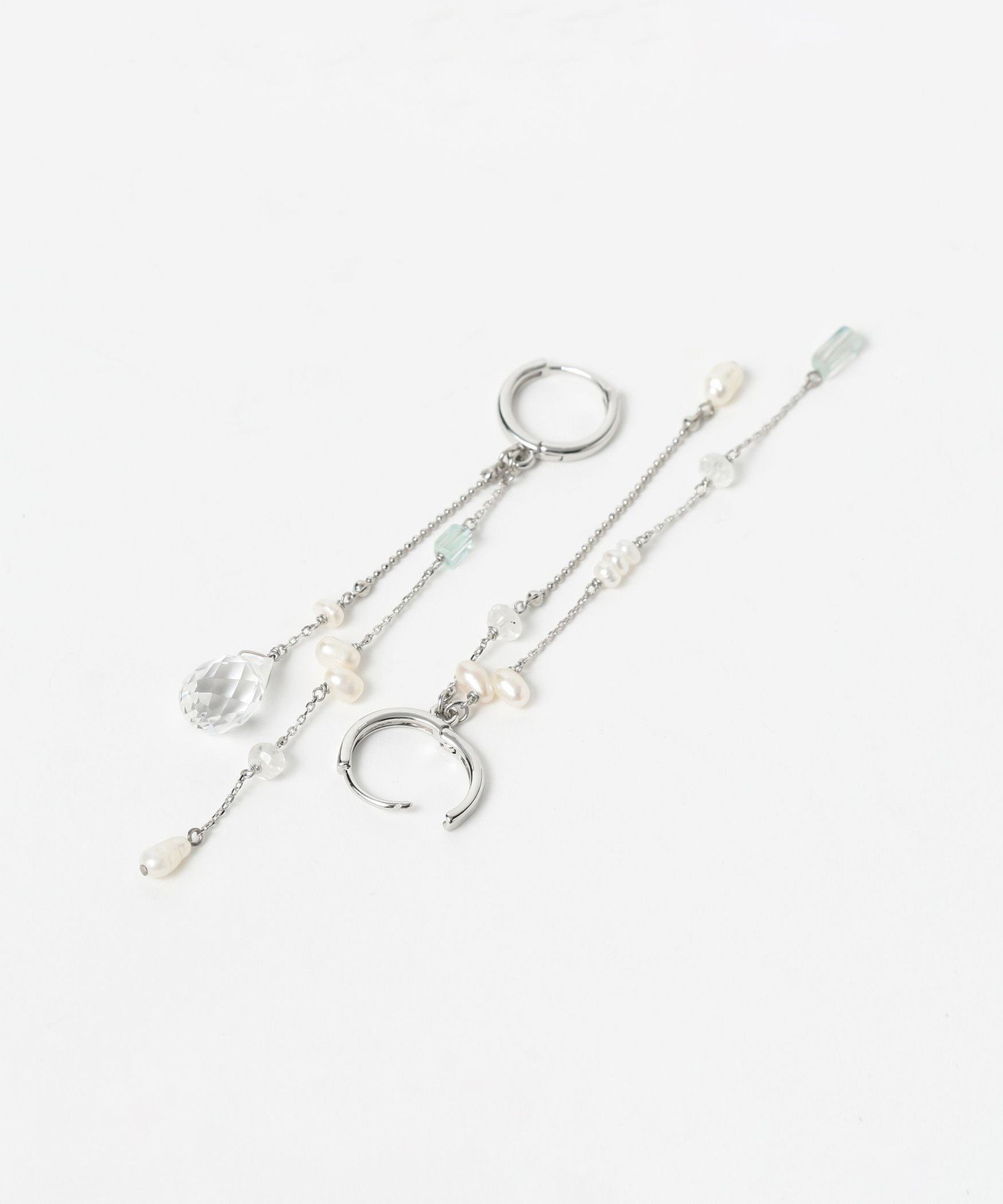 Ray BEAMS 淡水&ストーン フープ ピアス ビームス ウイメン アクセサリー・腕時計 ピアス シルバー【送料無料】