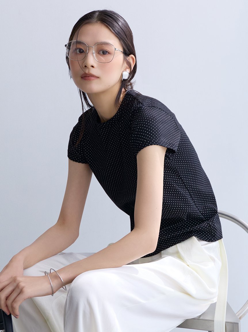 Mila Owen 【接触冷感】DOTスカラップコンパクトTシャツ ミラオーウェン トップス カットソー・Tシャツ ホワイト ブラック【送料無料】 stylife-15696309 Rakuten Fashion サンプル画像2