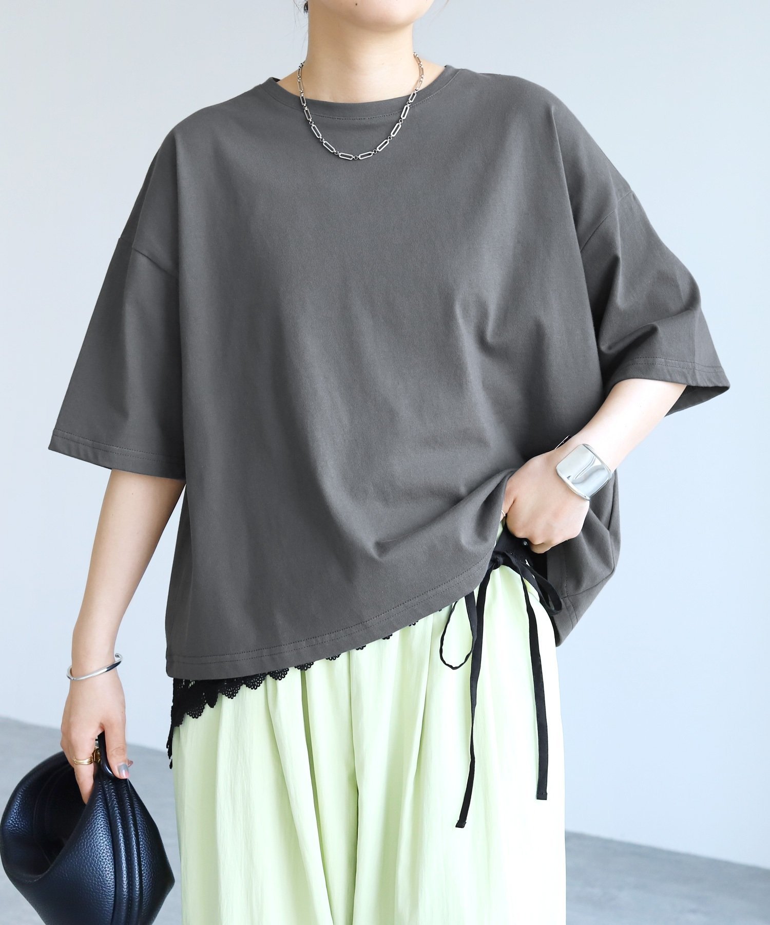 reca レーススカーフ付き五分袖Tシャツ(on6543548) reca レカ レカ トップス カットソー・Tシャツ グレー