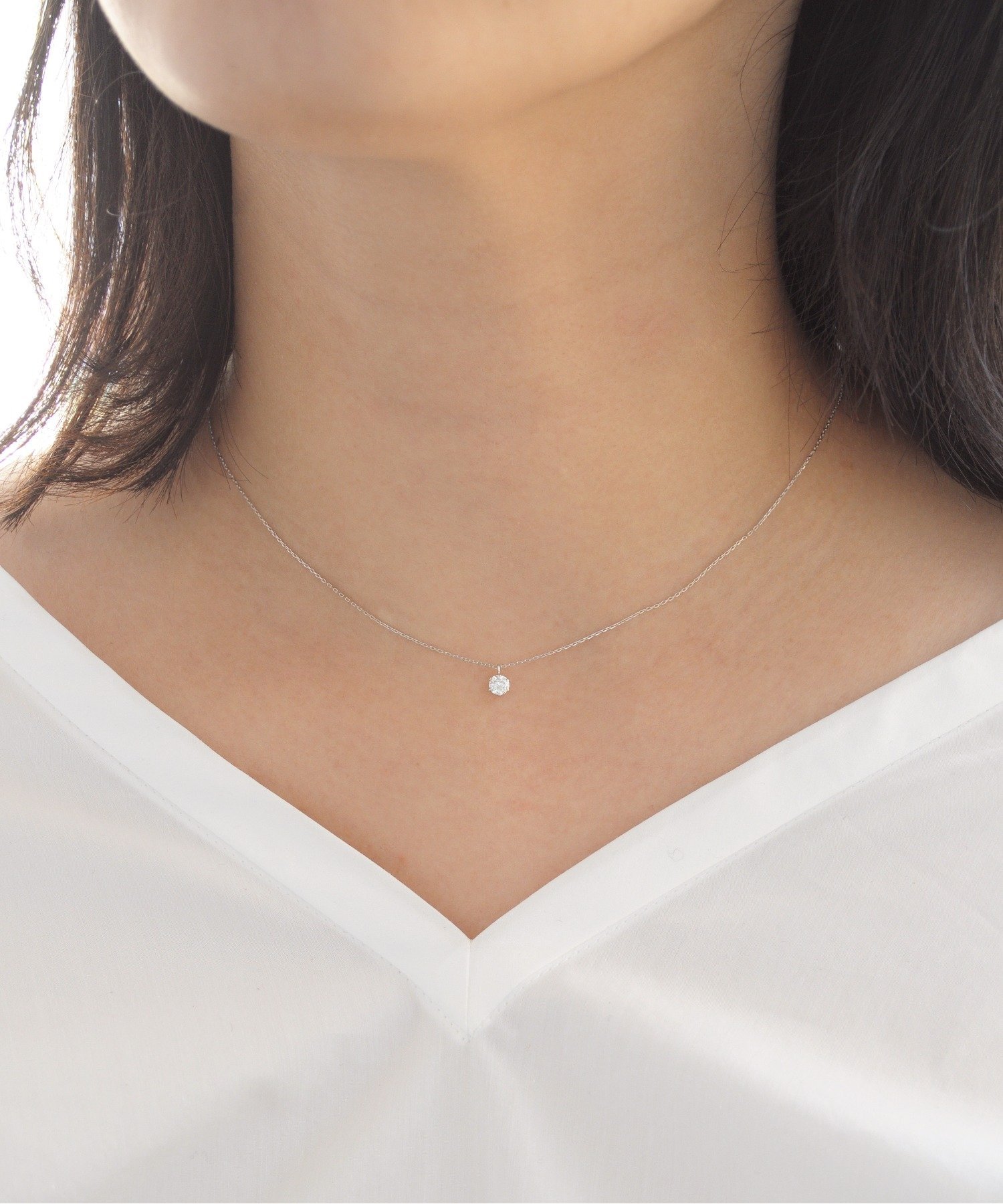 . Pt850プラチナ 0.2ctダイヤモンド ネックレス クークロワッサン アクセサリー・腕時計 ネックレス