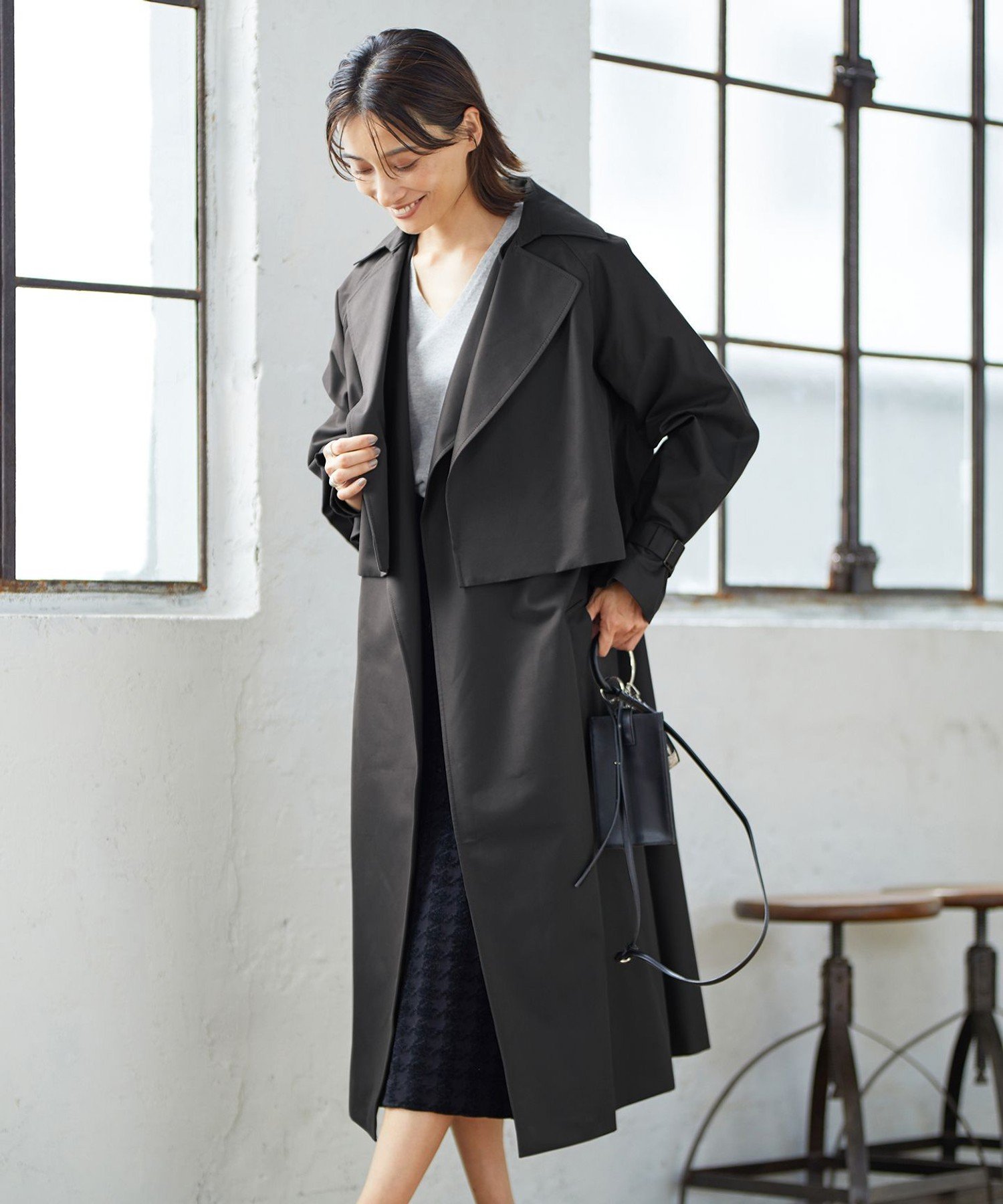 ICB L T/Cシャンブレーツイル 3WAYコート アイシービー ジャケット・アウター その他のジャケット・アウター カーキグリーン ベージュ グレー