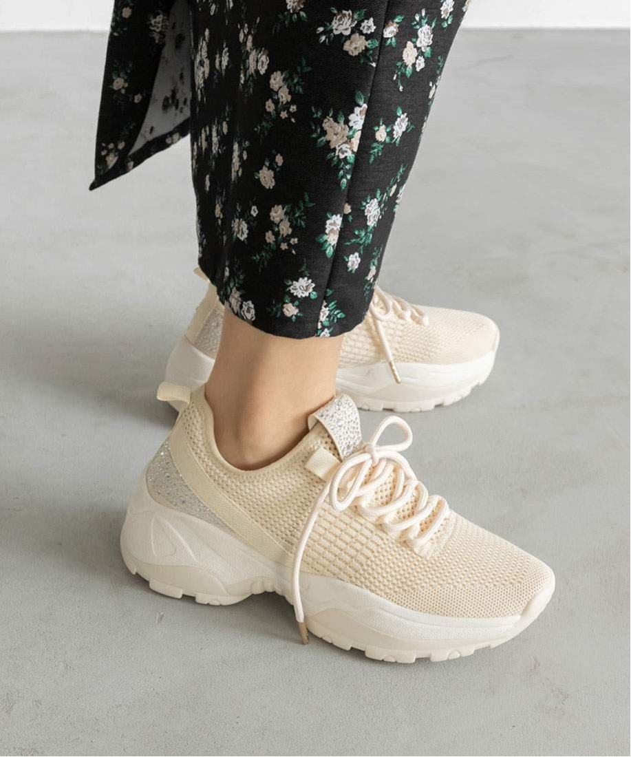 RANDA 【SUSTAINABLE】晴雨兼用 ニットスニーカー ランダ シューズ・靴 スニーカー ホワイト グレー ピンク【送料無料】のサムネイル