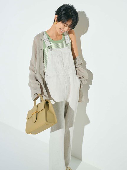 Mila Owen 2サイズヘリンボーンリネンオーバーオール ミラオーウェン オールインワン・オーバーオール その他のオールインワン・オーバーオール ホワイト グレー ブラック【送料無料】のサムネイル