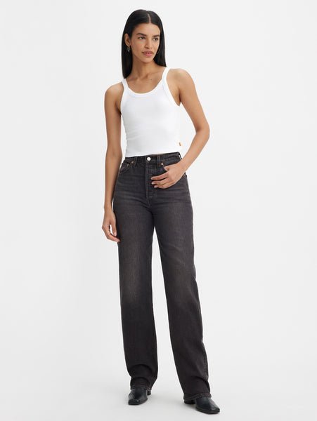 【SALE／50%OFF】Levi's RIBCAGE ストレートジーンズ ブラック リーバイス パンツ ジーンズ・デニムパンツ ブラック【送料無料】