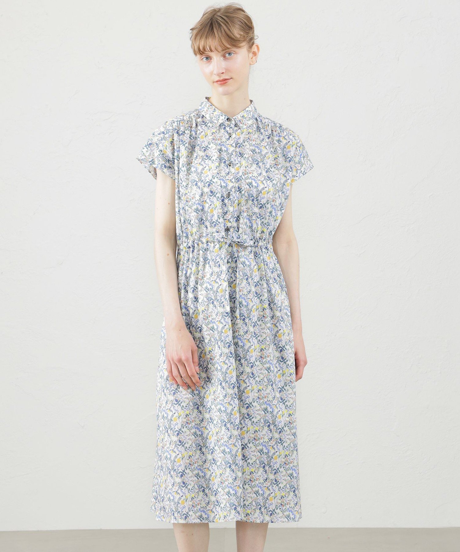 ON,DO&RELAX リバティ柄シャツワンピース ホワイト ON,DO&RELAX リバティ柄シャツワンピース ホワイト