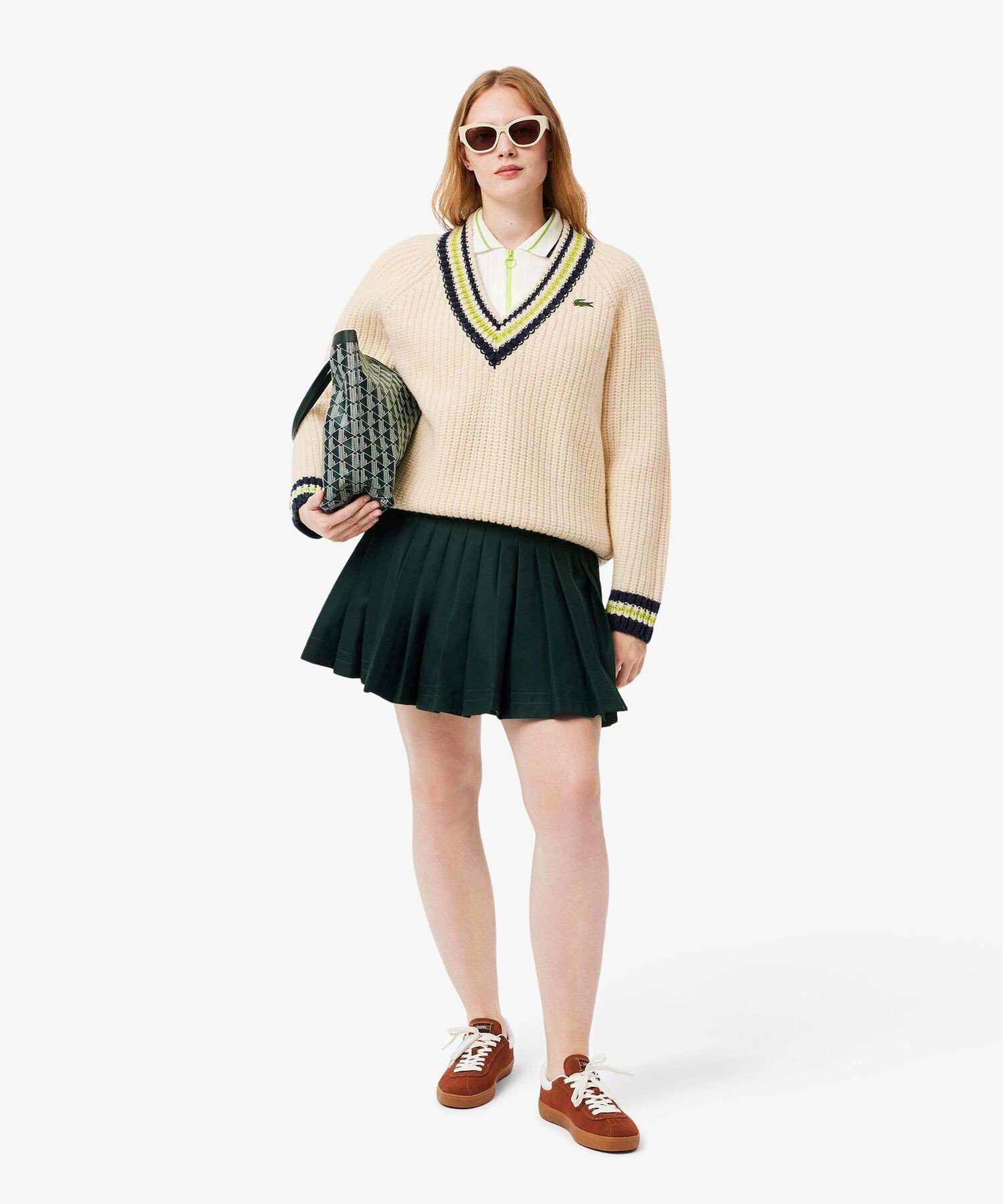 【SALE／40%OFF】LACOSTE ヘビーウェイト ウールチルデンニットセーター / Vネックニットセーター ラコステ トップス ニット ホワイト【送料無料】