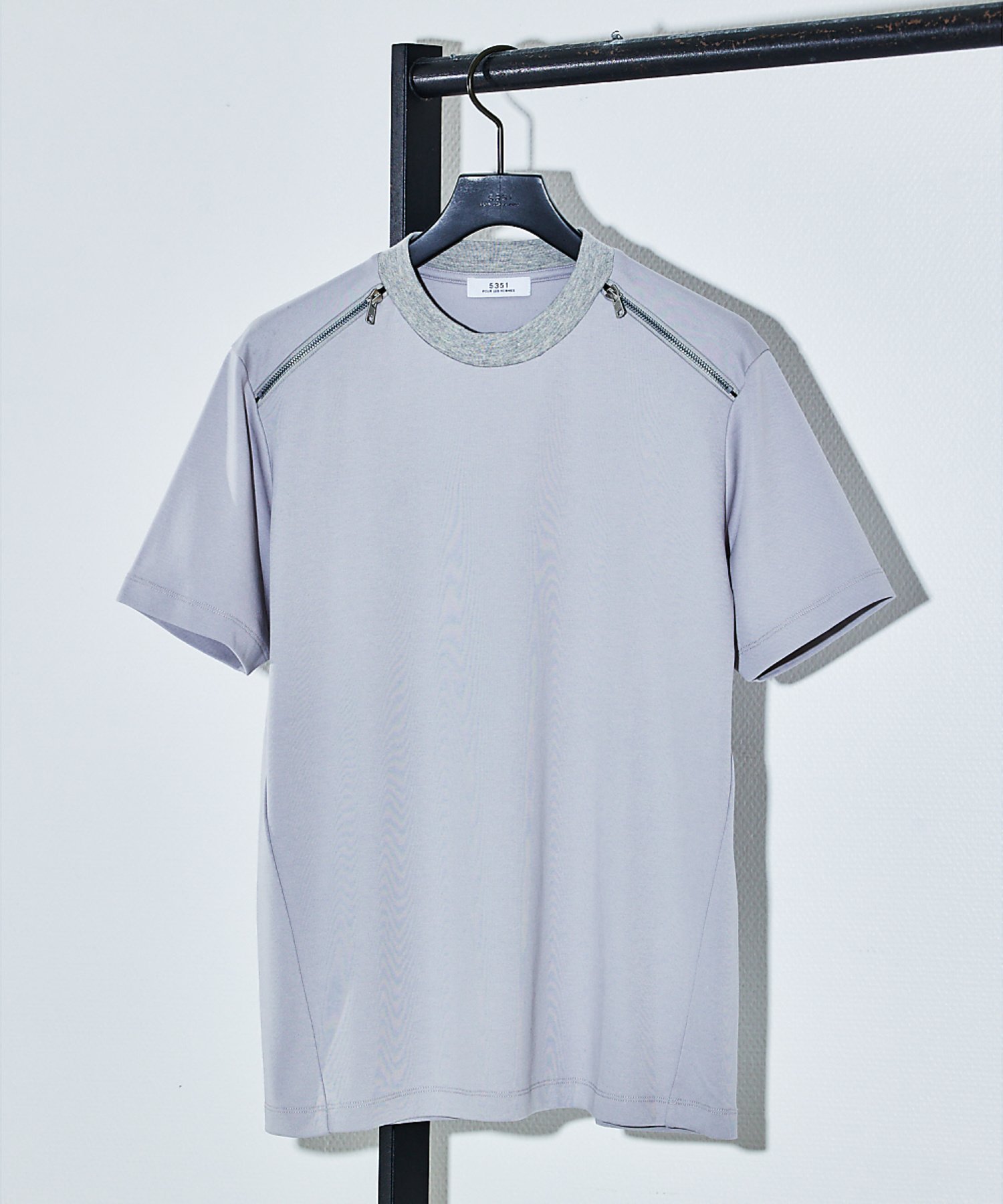 5351POUR LES HOMMES ジップ 半袖 Tシャツ ゴーサンゴーイチプールオム トップス カットソー・Tシャツ ブラック ホワイト