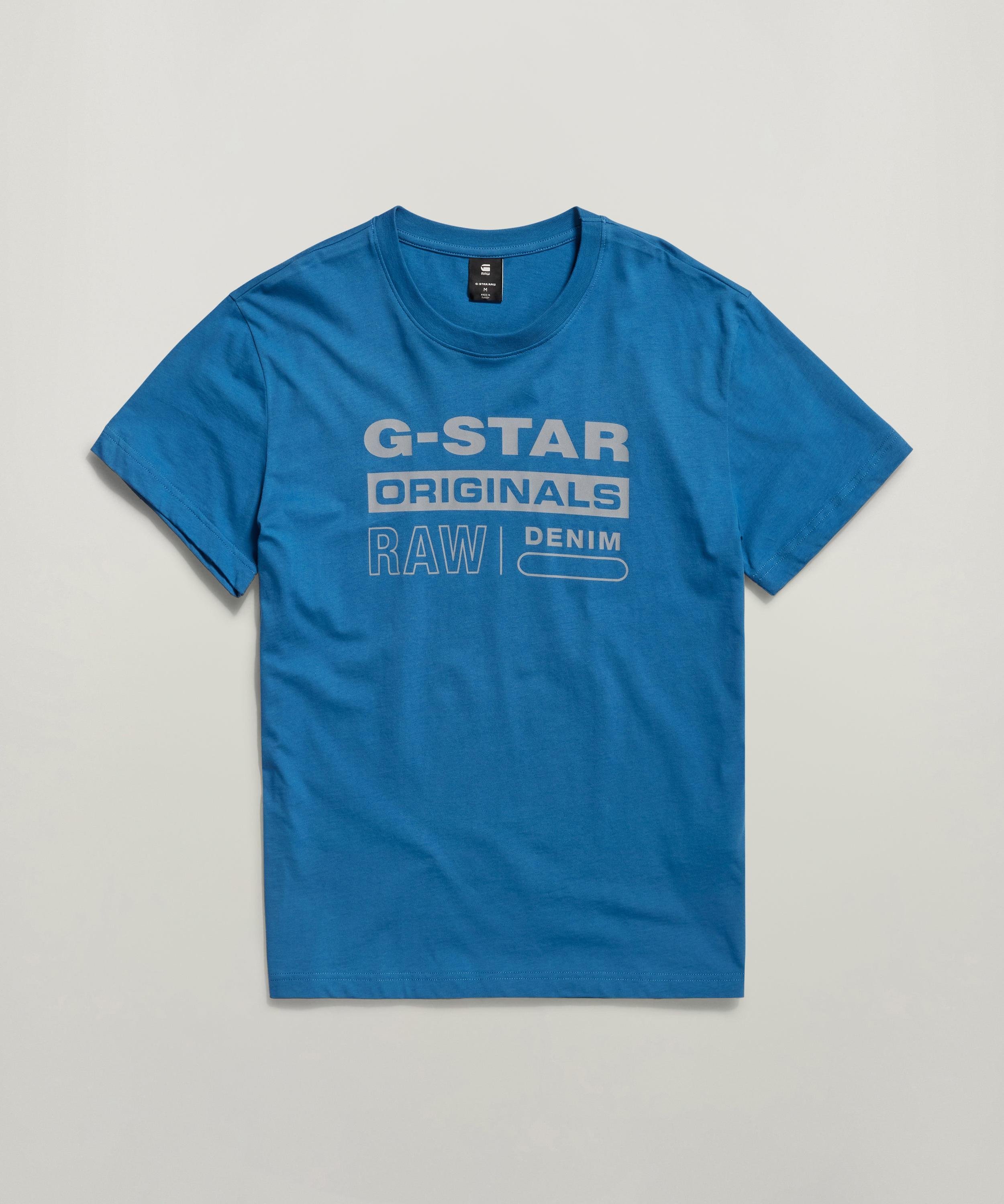 G-Star RAW Reflective Originals Graphic T-Shirts/リフレクティブオリジナルグラフィックロゴTシャツ ジースターロゥ トップス カットソー・Tシャツ ブルー