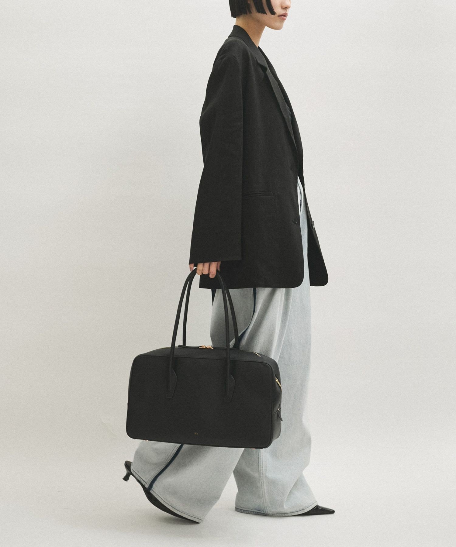 ADAM ET ROPE' FEMME 【PFT】P boston Large バッグ アダムエロペ バッグ ボストンバッグ ブラック ベージュ【送料無料】