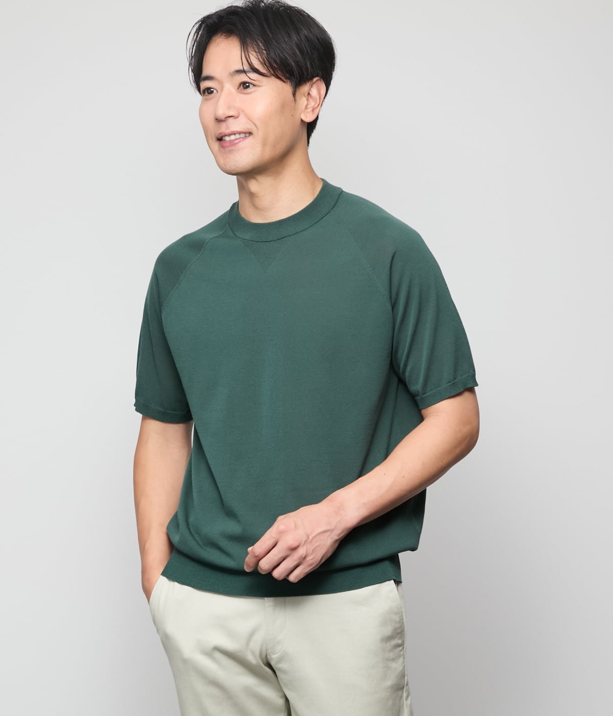 NEWYORKER MEN 【ウォッシャブル】ホールガーメント ニットTシャツ ニューヨーカー トップス カットソー・Tシャツ ネイビー