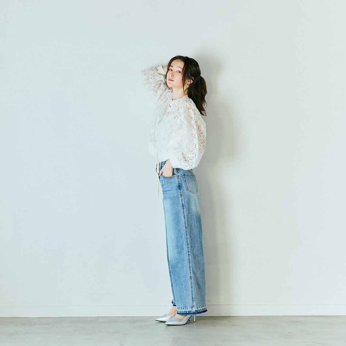 Audie a Muses ウエストドロストワイドデニム ローズティアラ パンツ ジーンズ・デニムパンツ ネイビー【送料無料】