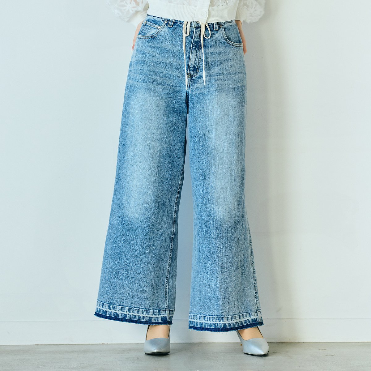 Audie a Muses ウエストドロストワイドデニム ローズティアラ パンツ ジーンズ・デニムパンツ ネイビー【送料無料】
