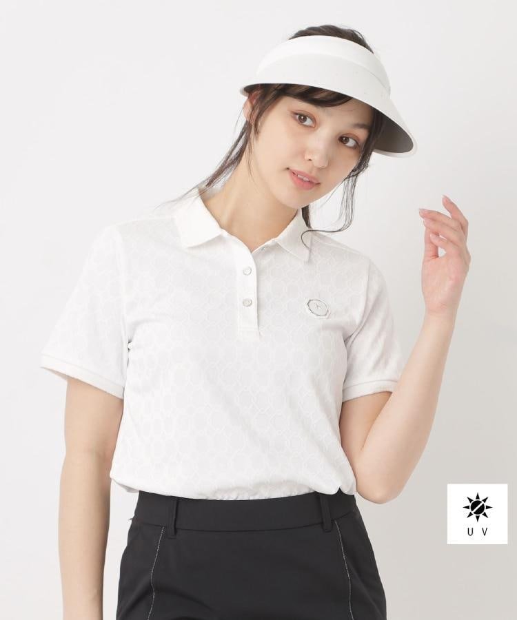 【SALE／50%OFF】adabat 【UVカット】3Dジャカード半袖ポロシャツ アダバット トップス ポロシャツ ネイビー パープル ホワイト【送料無料】