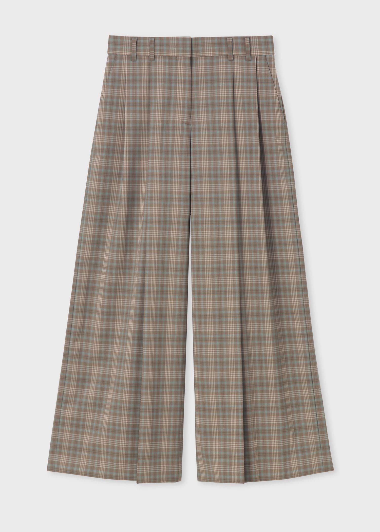 【SALE／30%OFF】PS Paul Smith ウィメンズ チェック ワイド キュロット トラウザーズ ポール・スミス パンツ その他のパンツ ブラウン【送料無料】